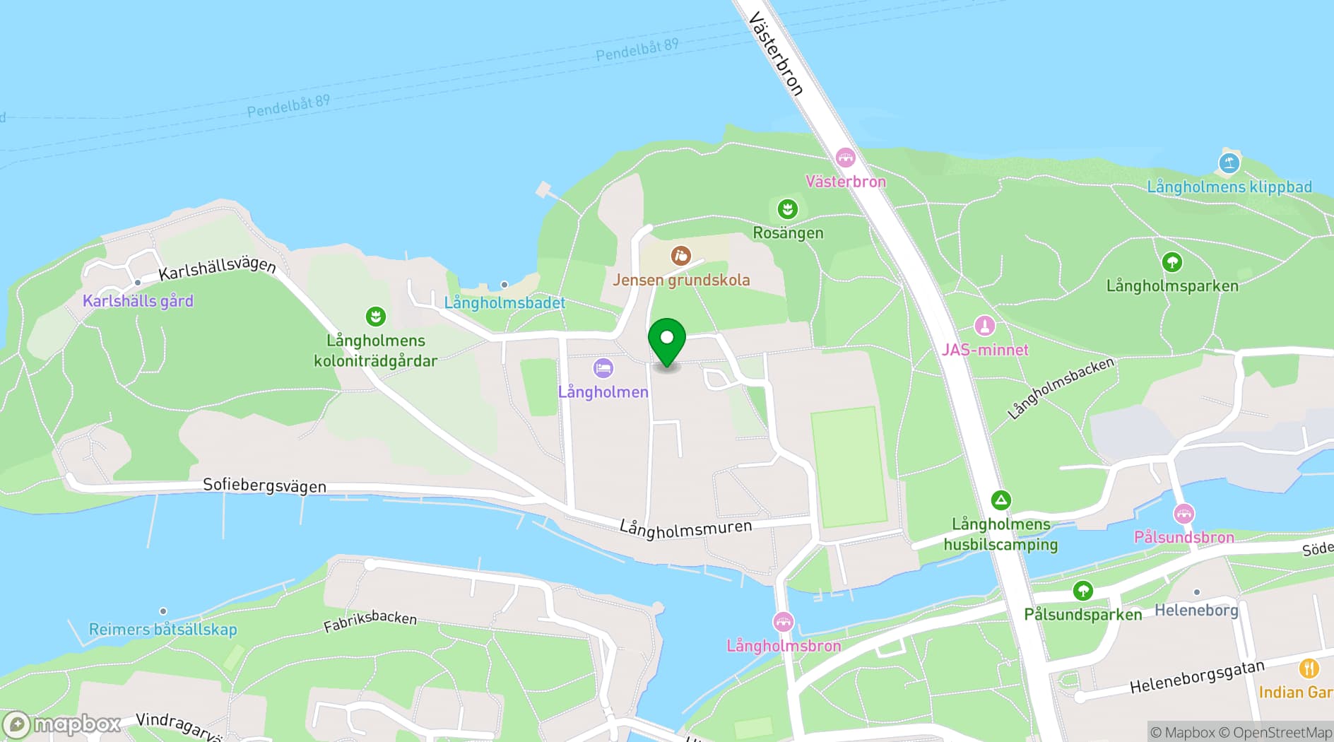 Map showing Långholmen Conference Rooms