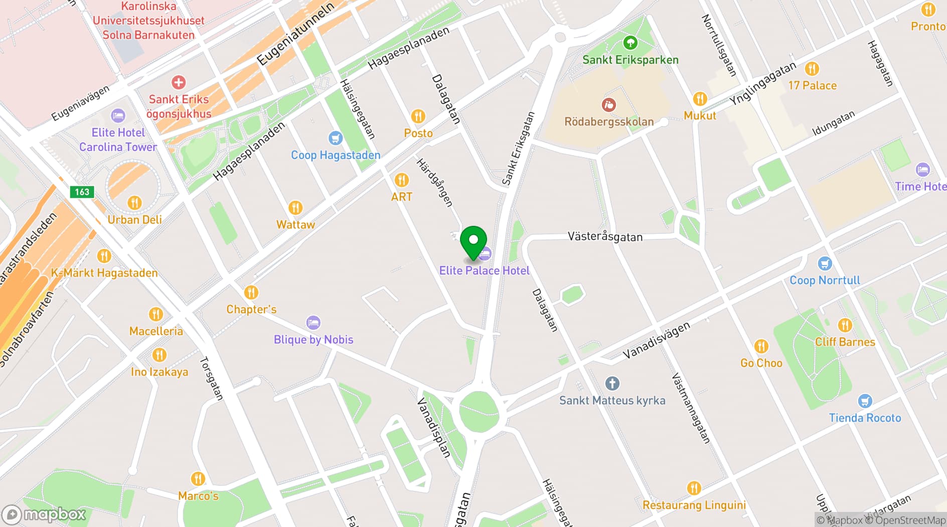Map showing Elite Palace Hotel