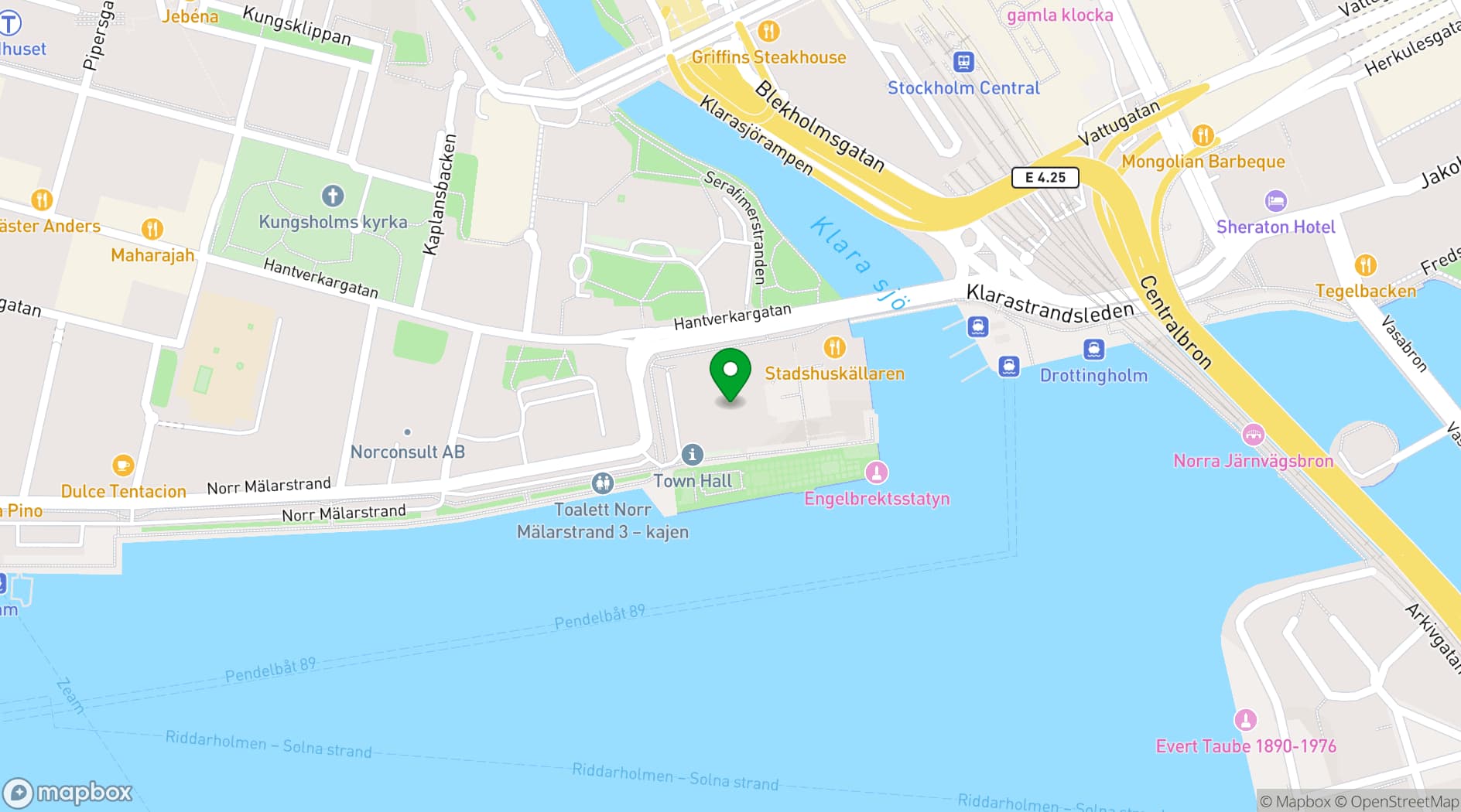 Map showing Stockholm City Hall