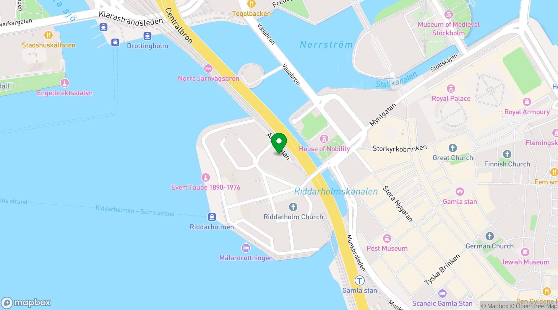 Map showing Gamla Riksarkivet