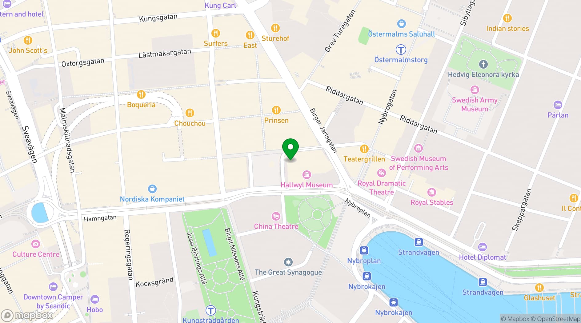 Map showing Nobis Hotel