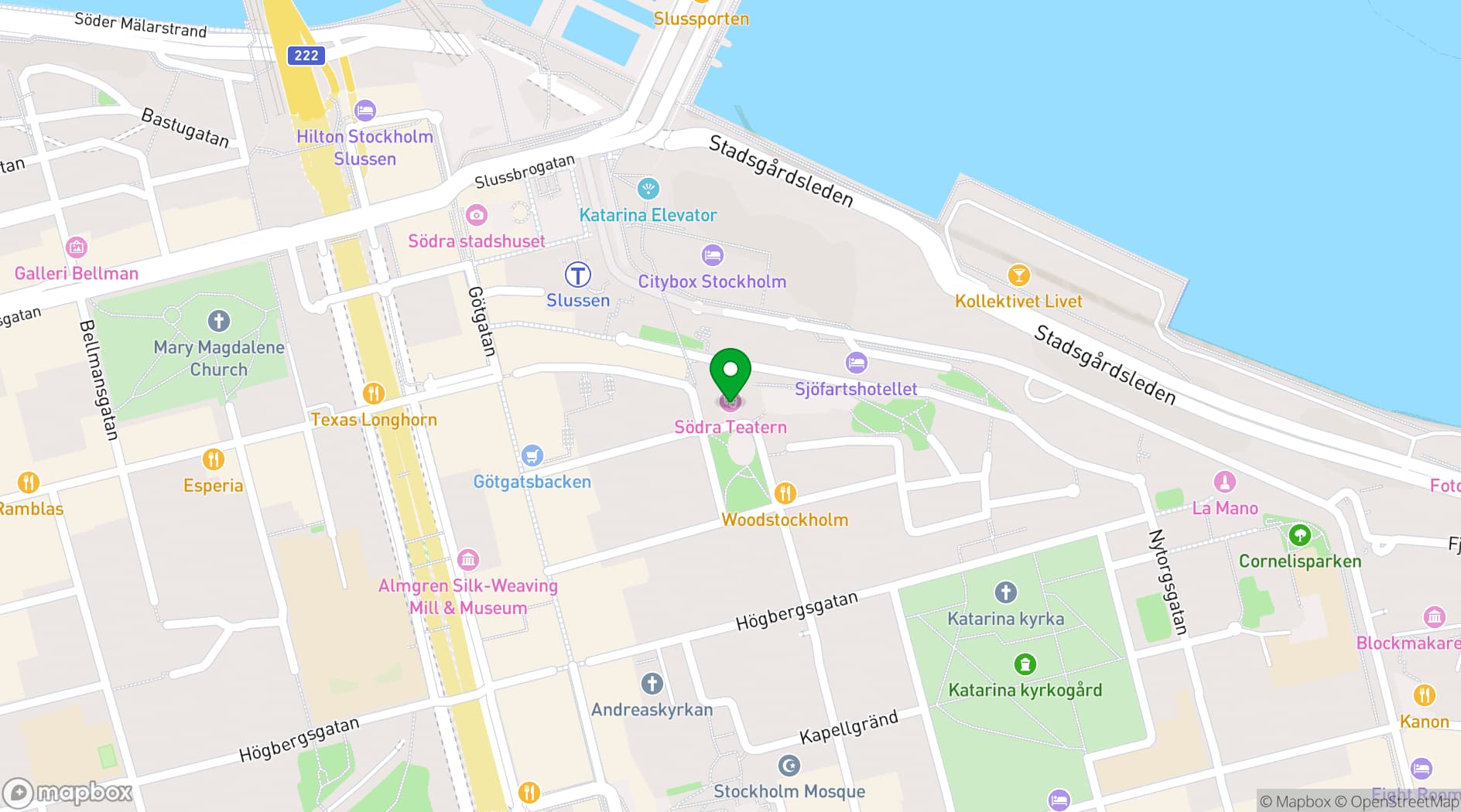 Map showing Södra Teatern