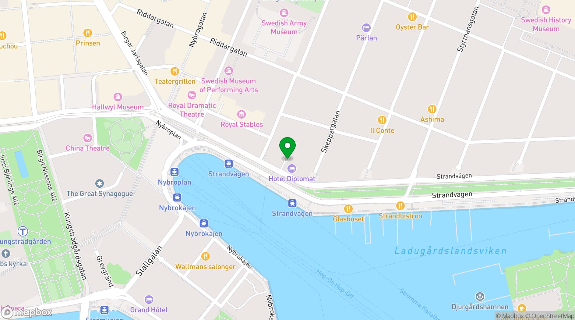 Map showing Djurgården - Hotel Diplomat