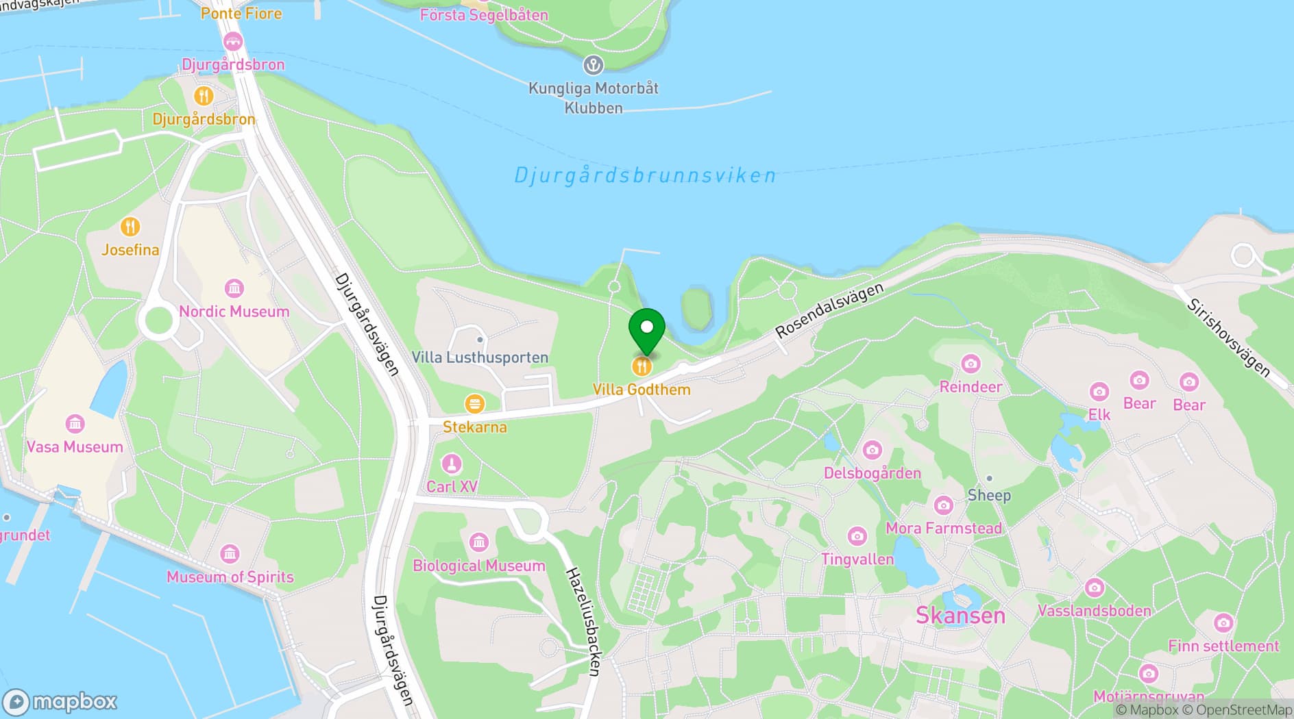 Map showing Villa Godthem