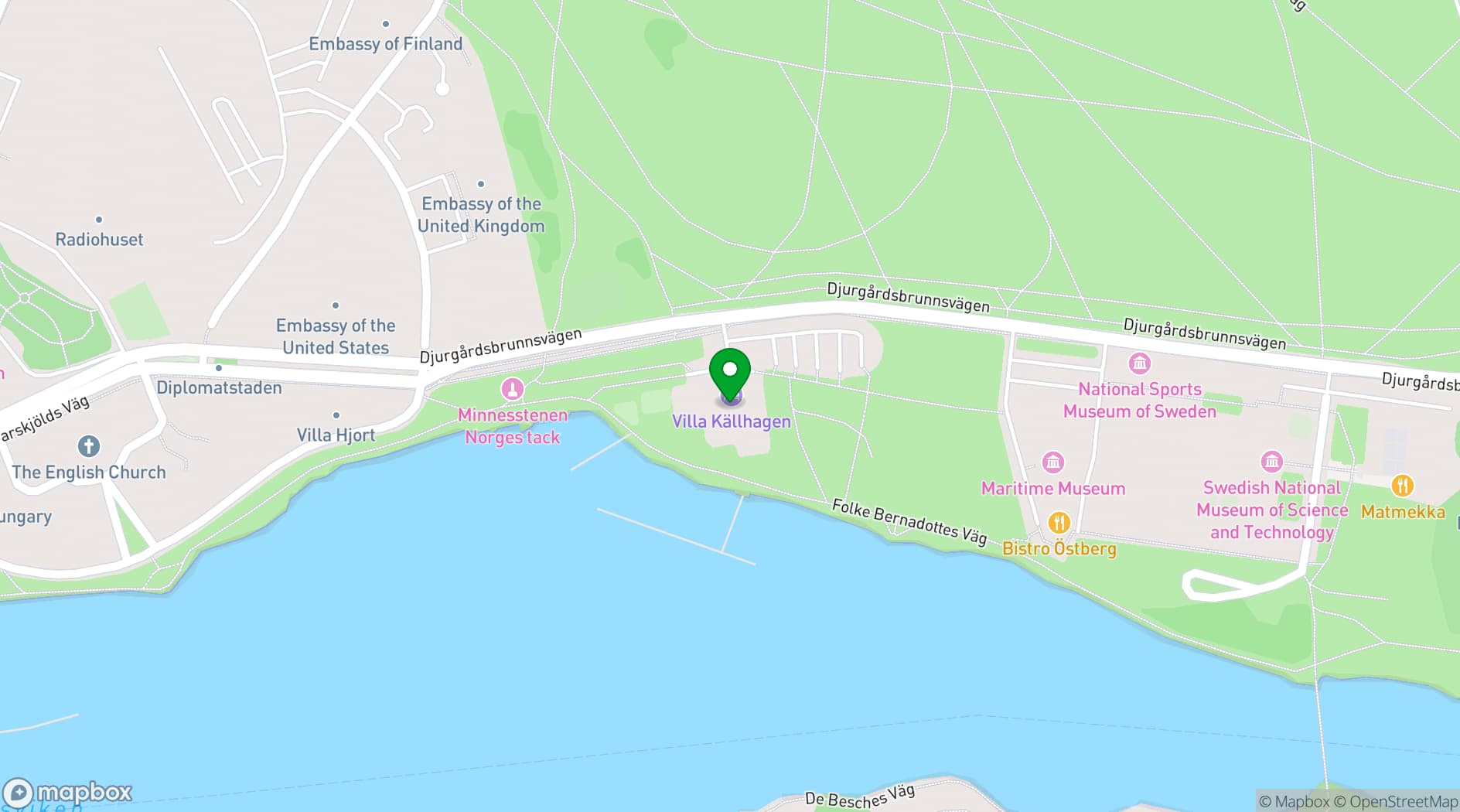 Map showing Villa Källhagen