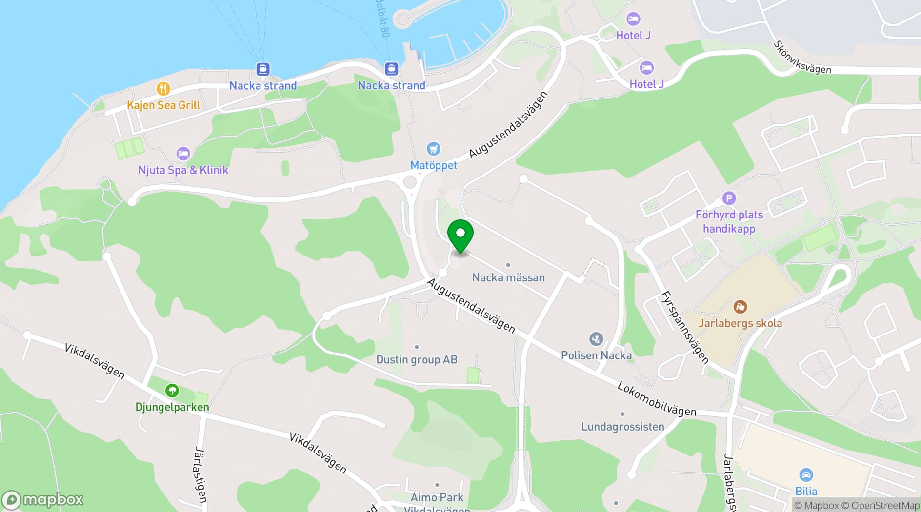 Map showing Nacka Strand Möten och Event