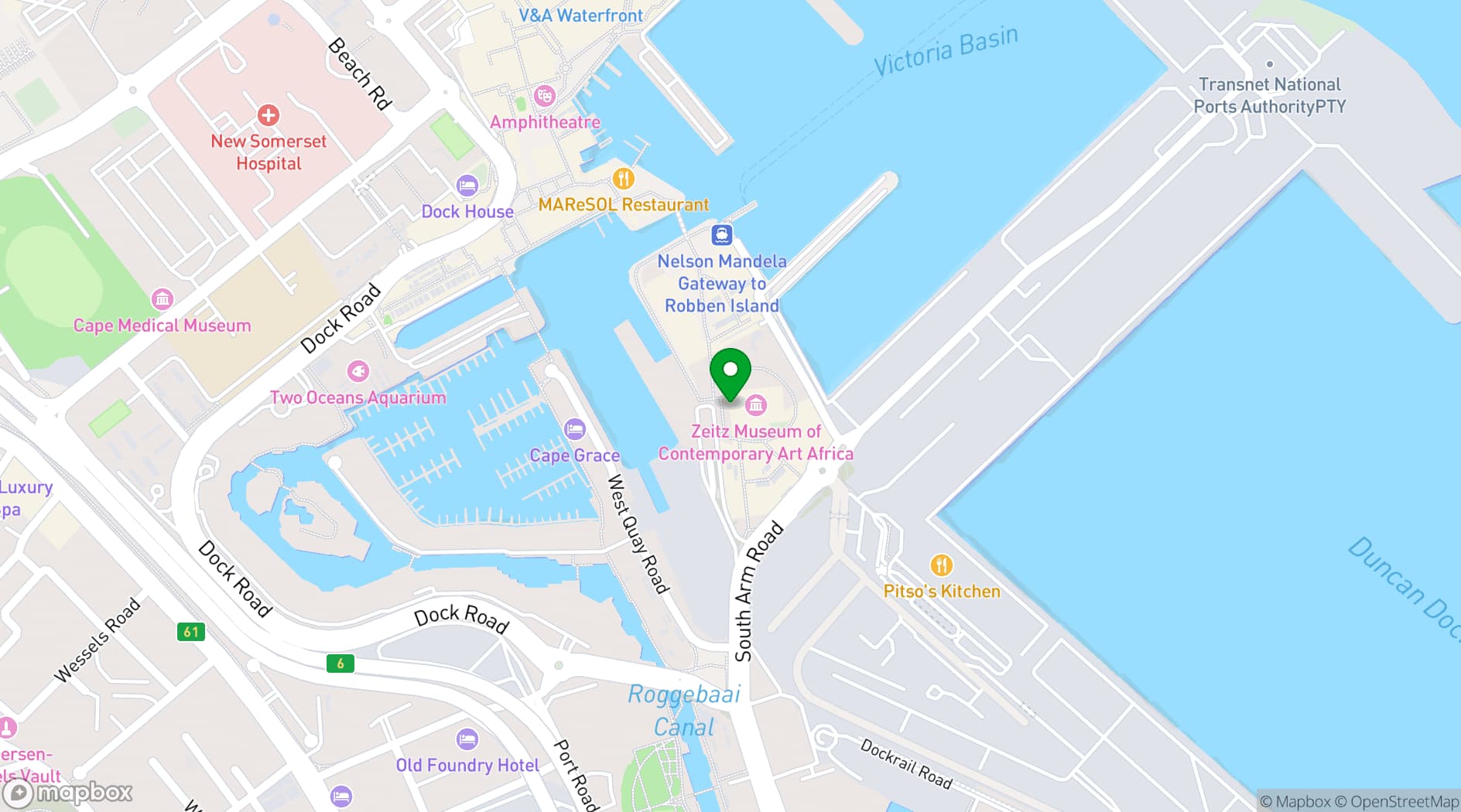 Map showing Zeitz Museum of Contemporary Art Africa