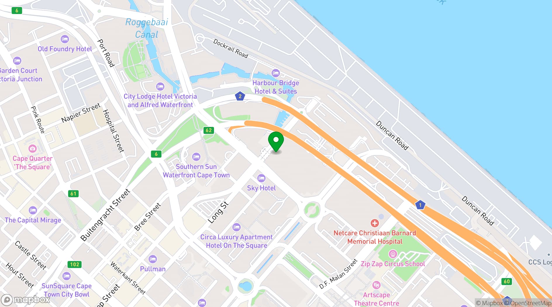 Map showing Cape Town International Jazz Festival Hospitality