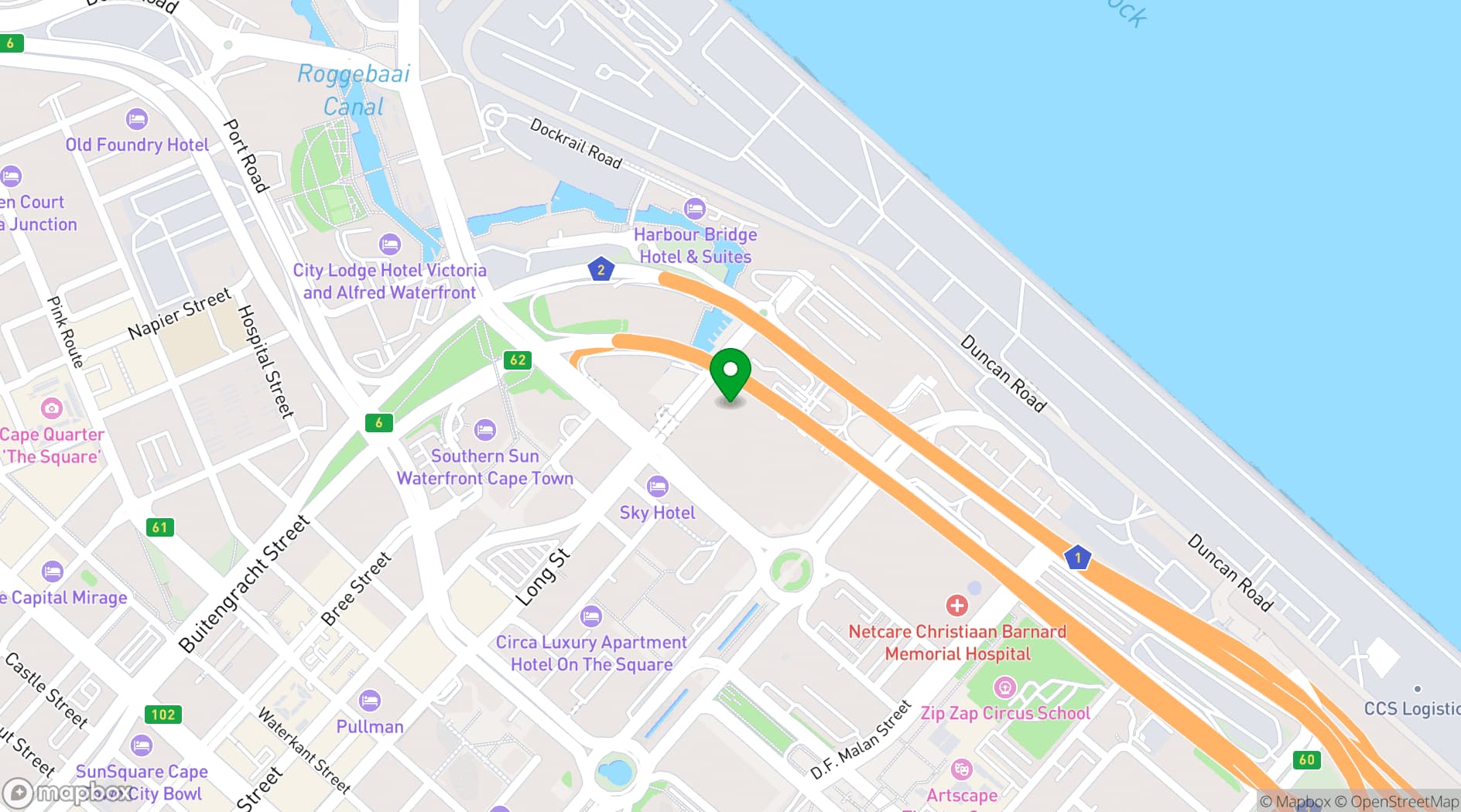 Map showing Cape Town International Convention Centre