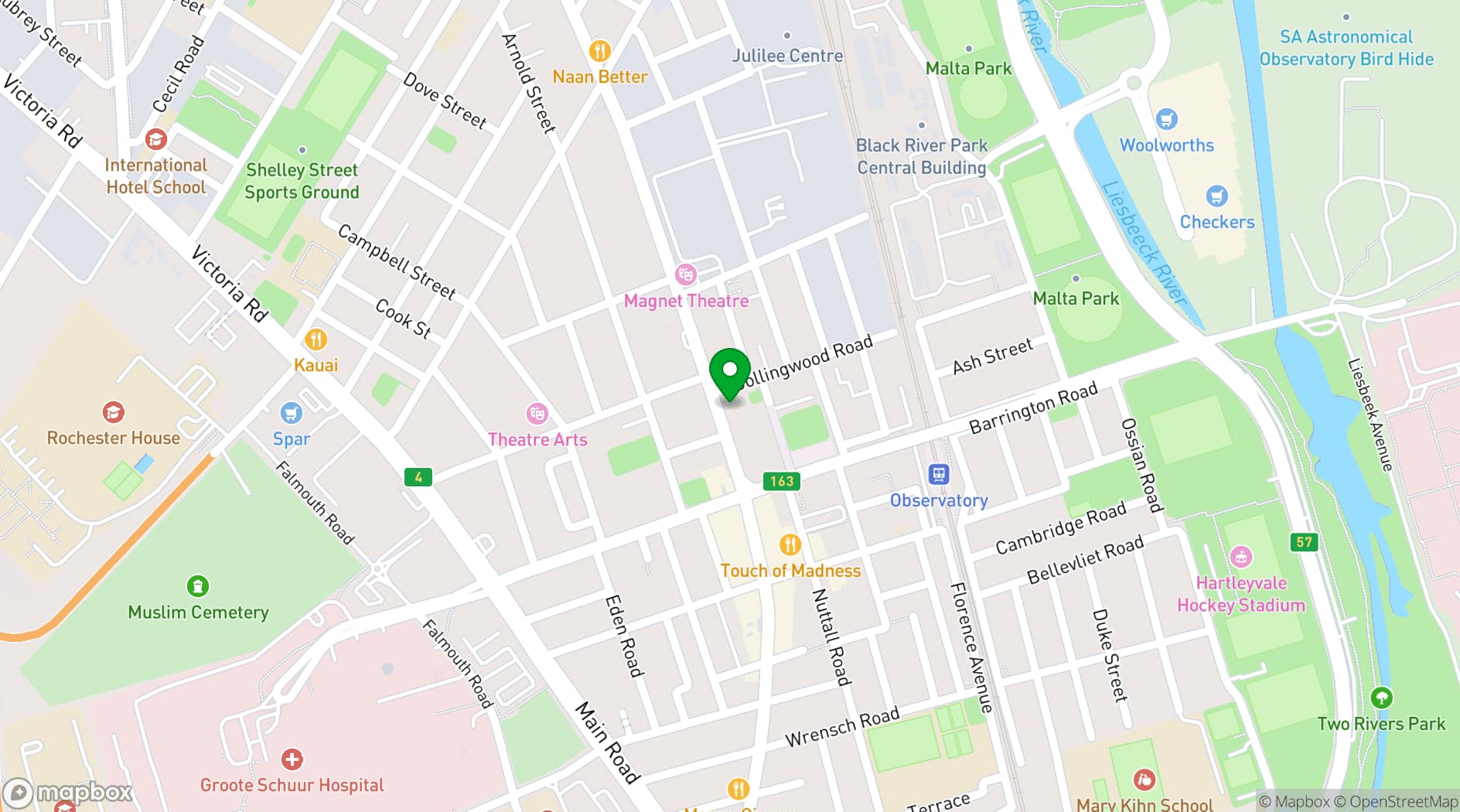 Map showing Observatory Recreation Centre