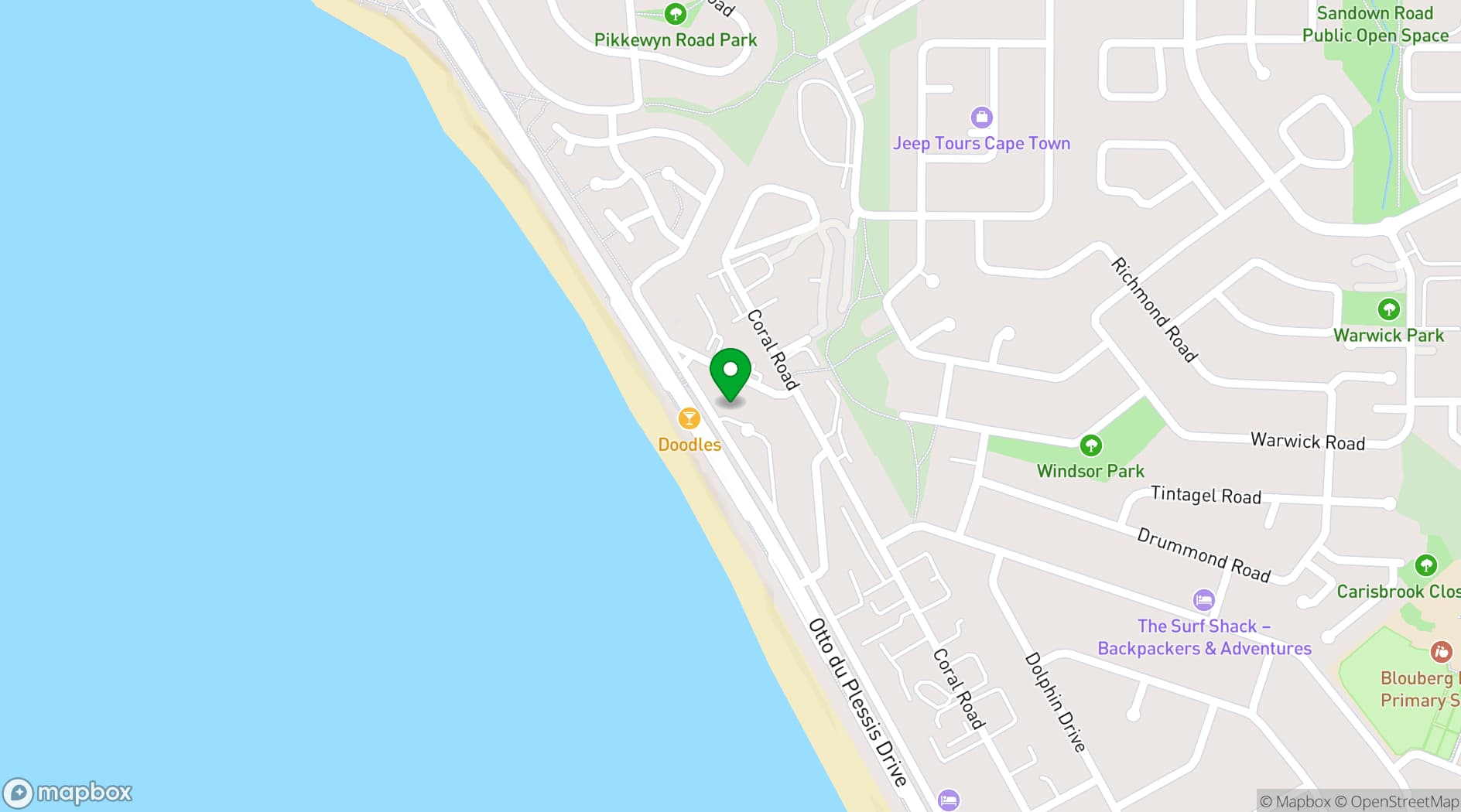 Map showing Blaauwberg Beach Hotel