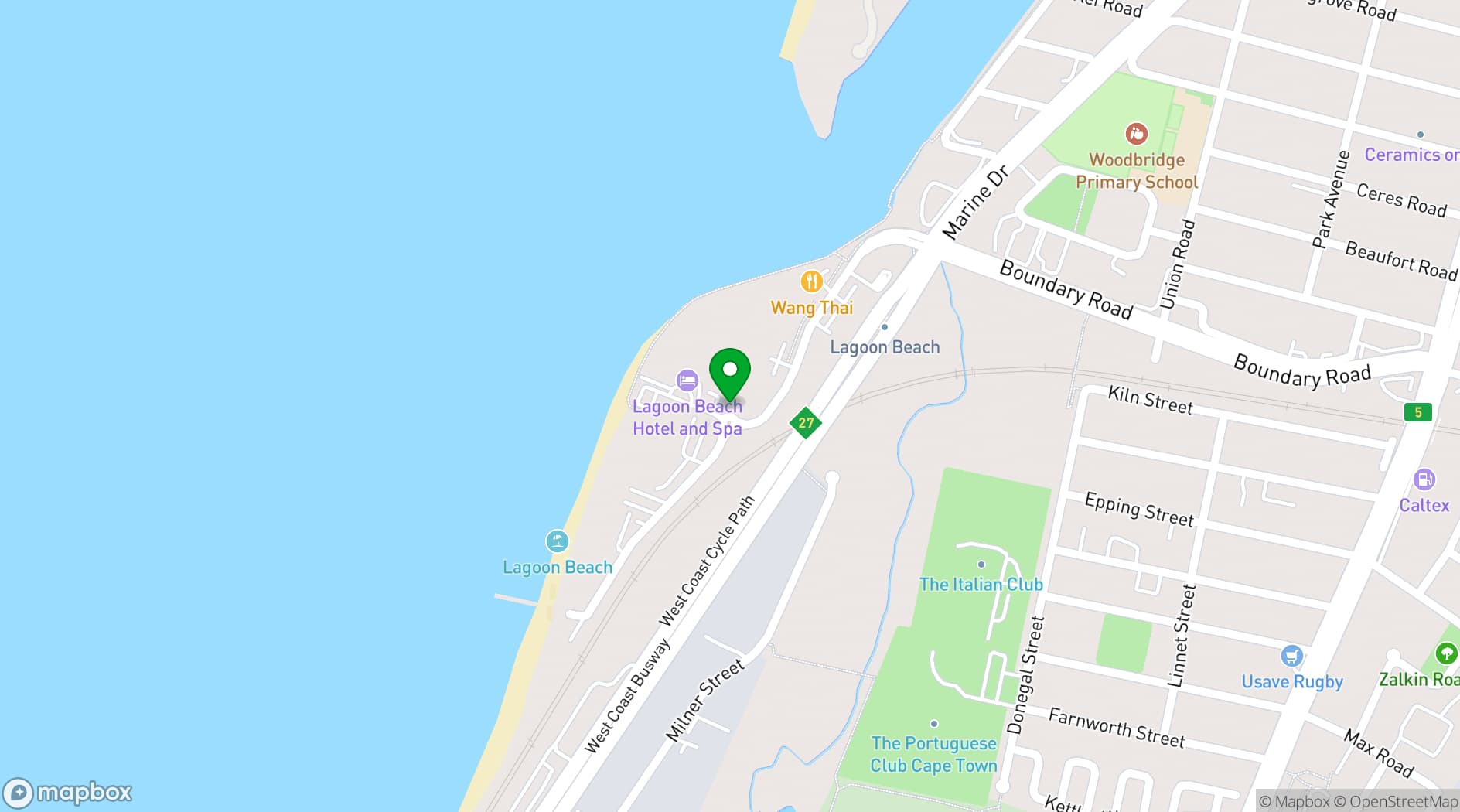 Map showing Lagoon Beach Hotel & Spa