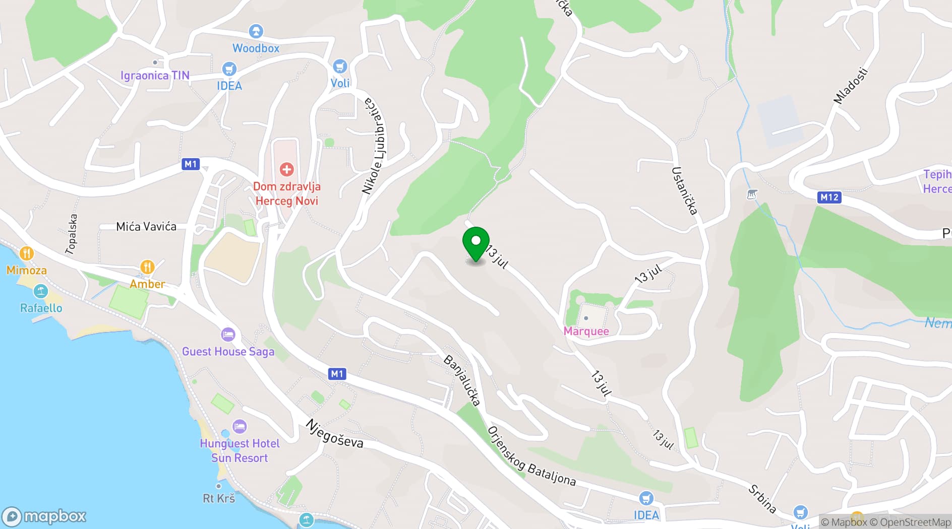 Map showing Lazure Hotel & Marina