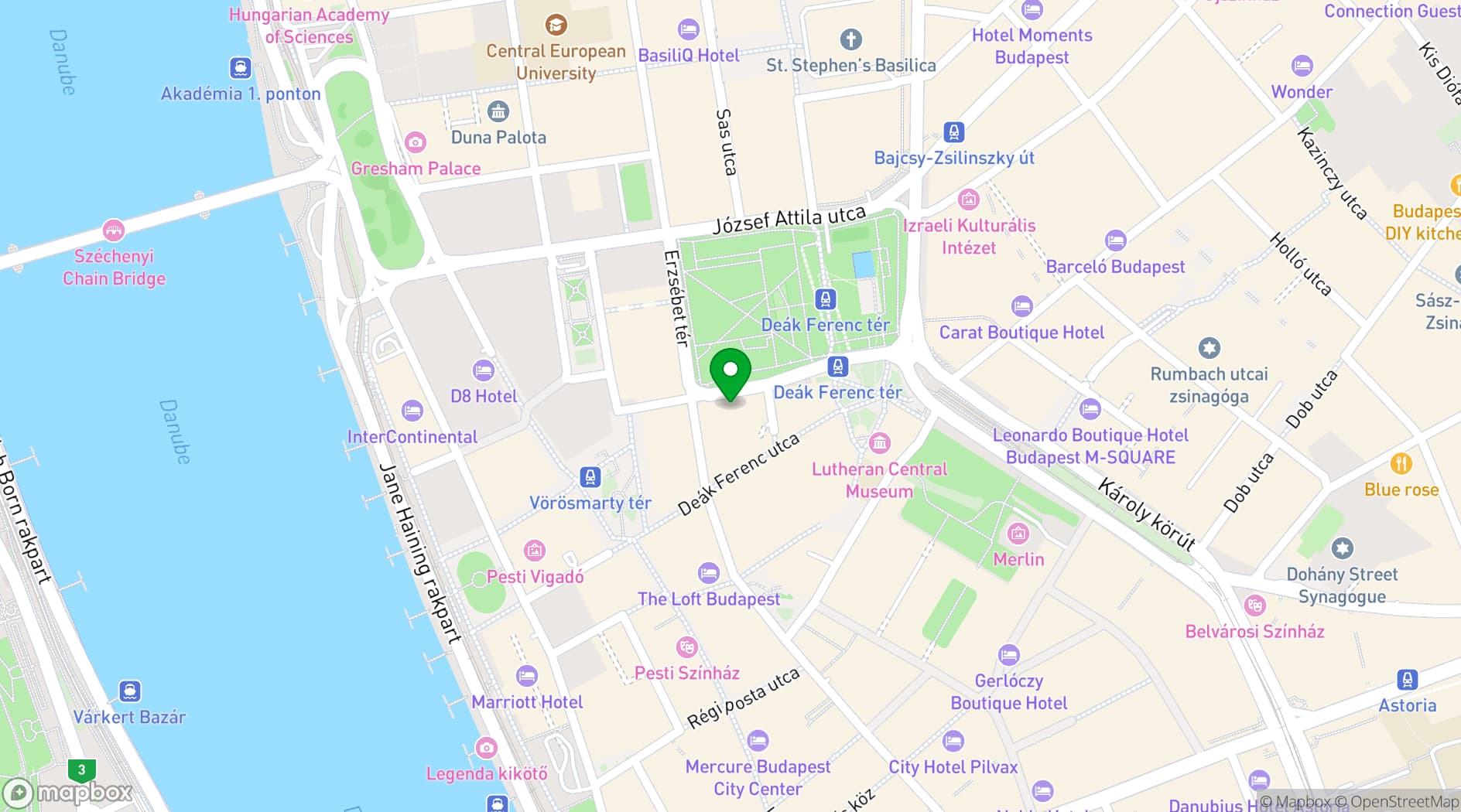 Map showing Kempinski Hotel Corvinus Budapest