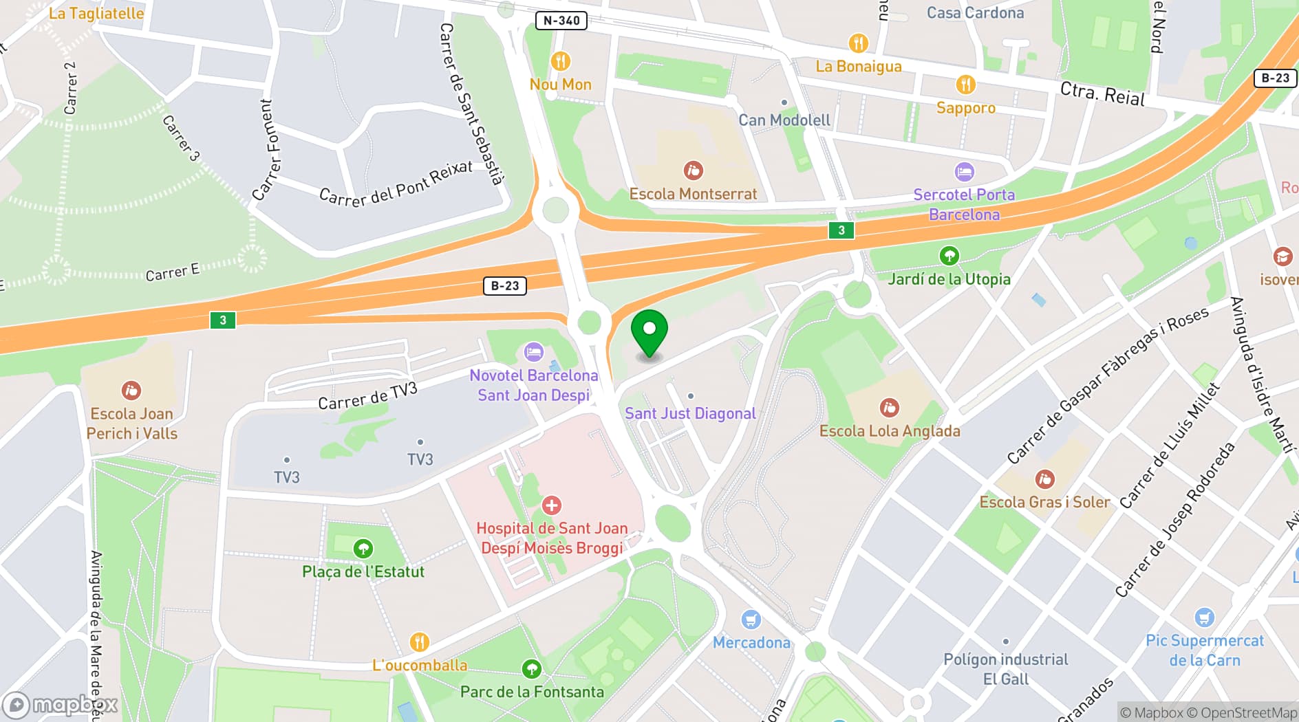Map showing Hesperia Barcelona Sant Just