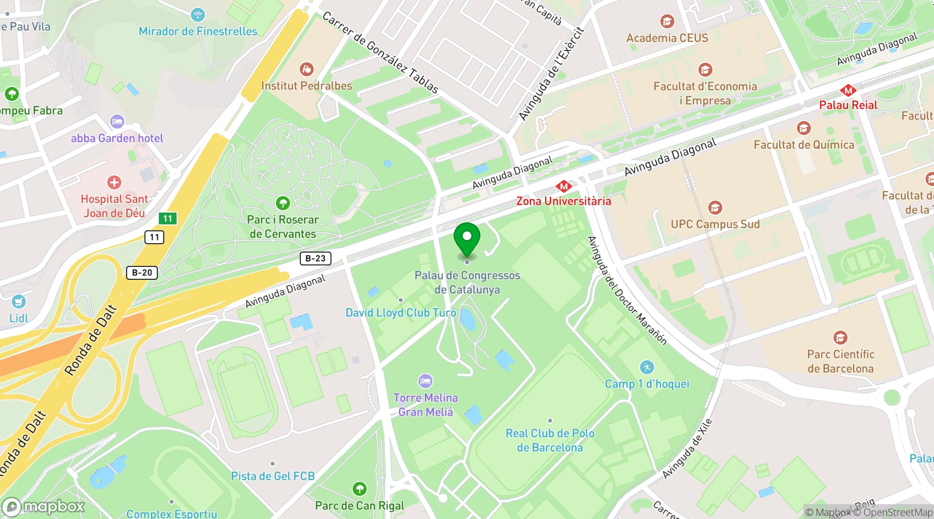 Map showing Palau de Congressos de Catalunya
