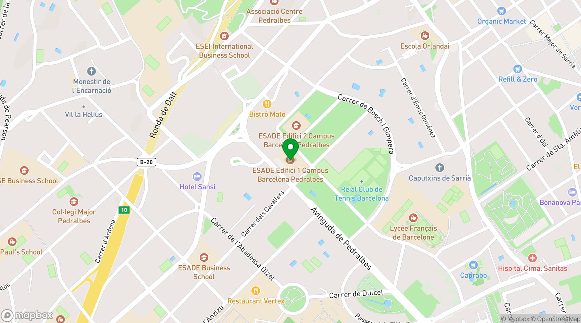 Map showing Esade Forum