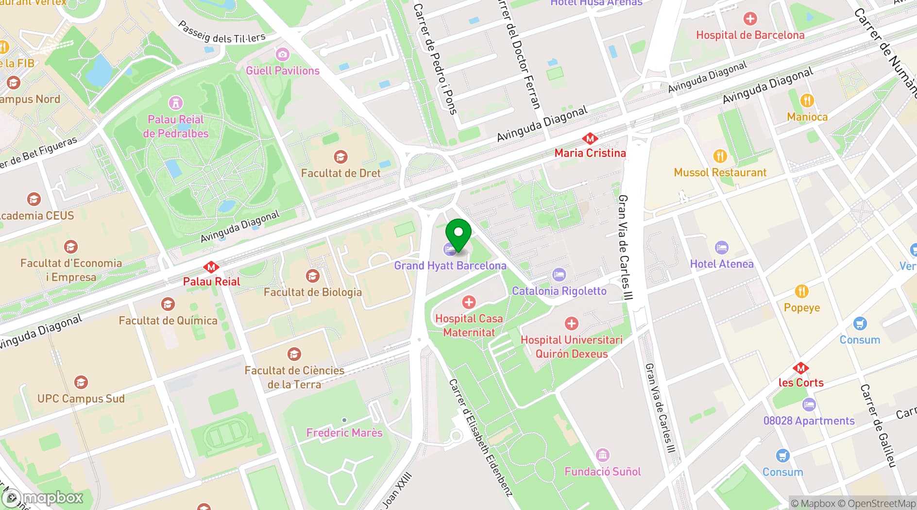 Map showing Hotel Sofia Barcelona