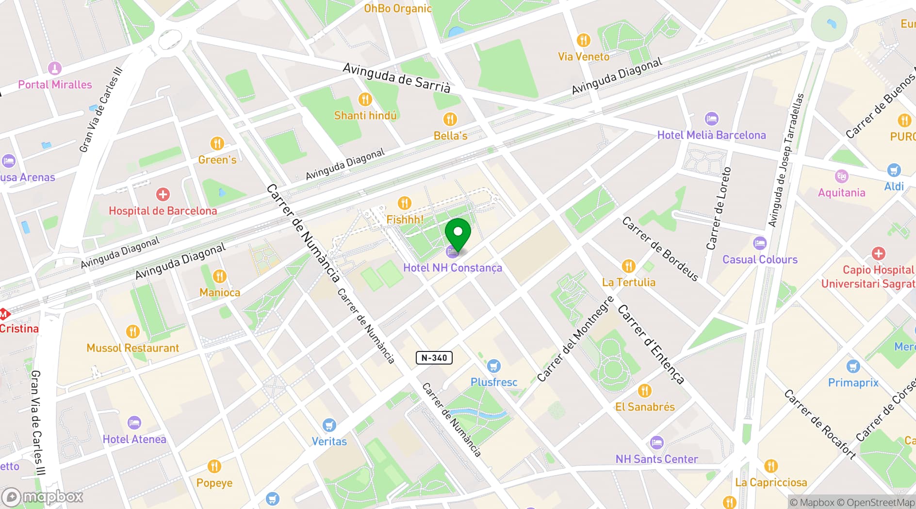 Map showing NH Collection Barcelona Constanza