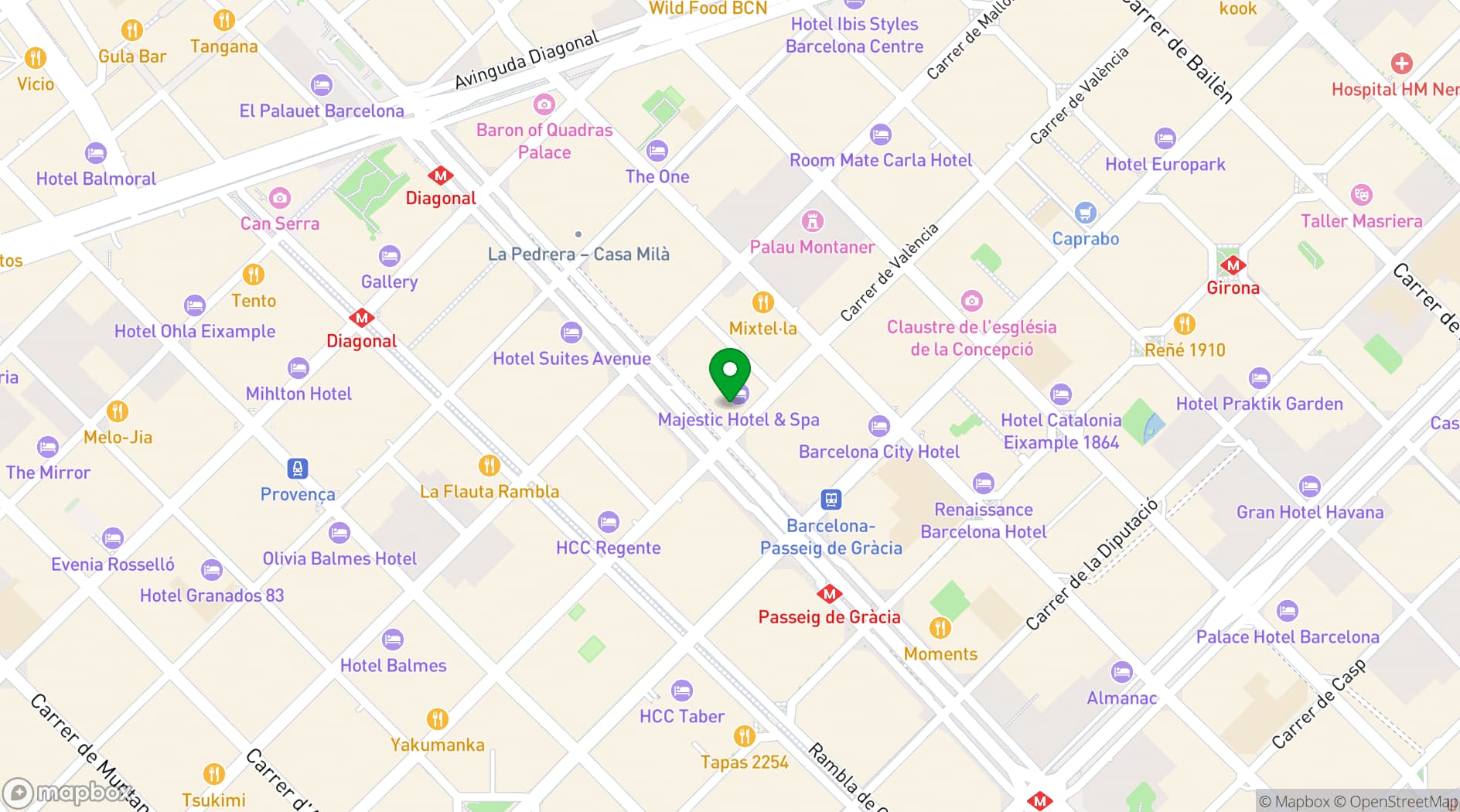 Map showing Majestic Hotel & Spa