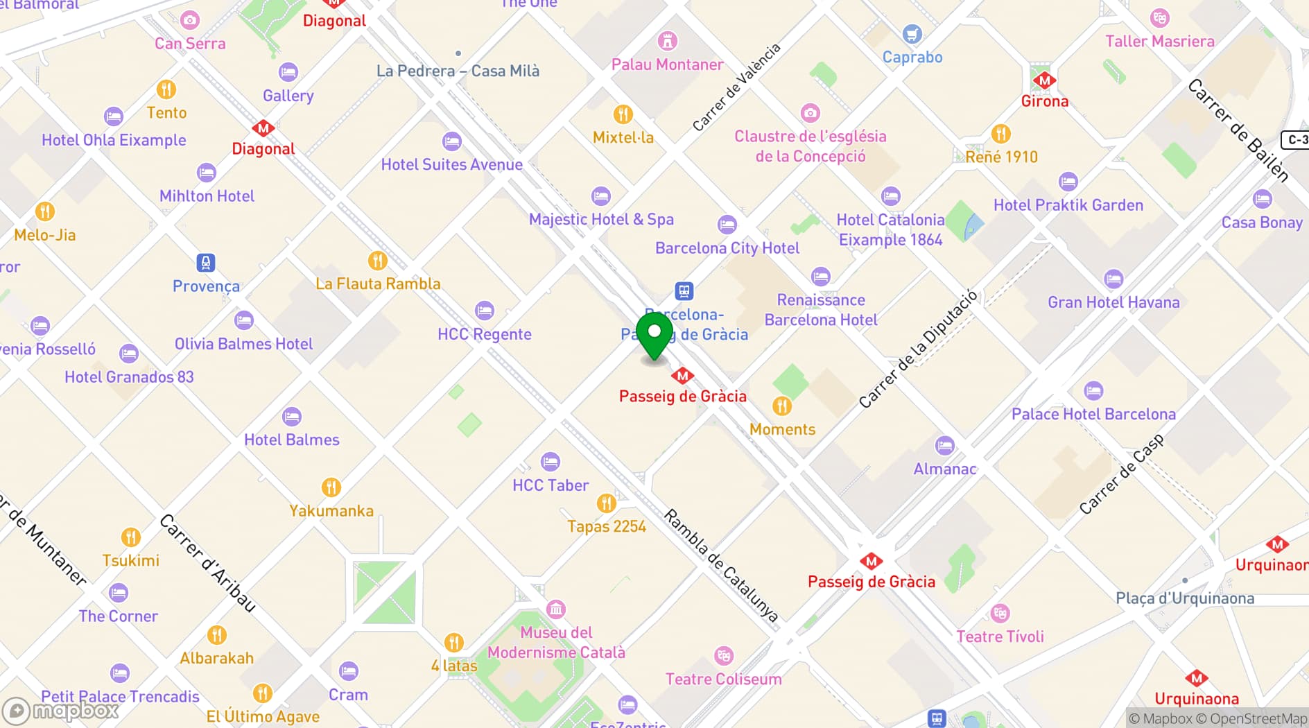 Map showing Casa Batlló