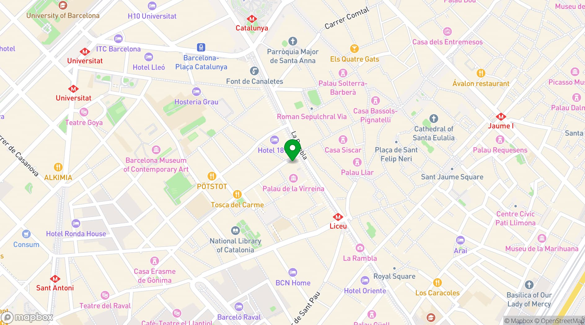 Map showing Hotel Bagués