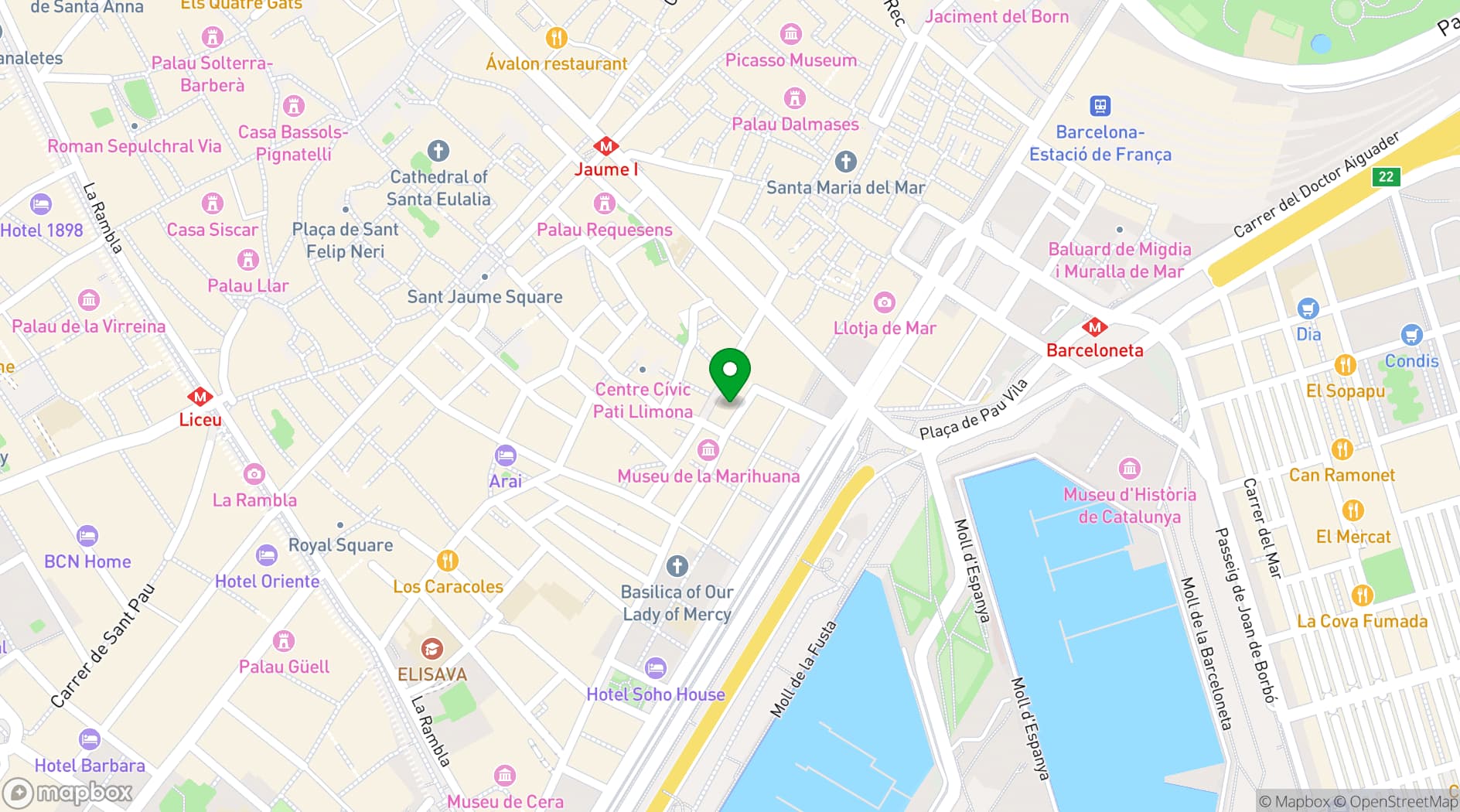 Map showing Sports Bar Italian Food