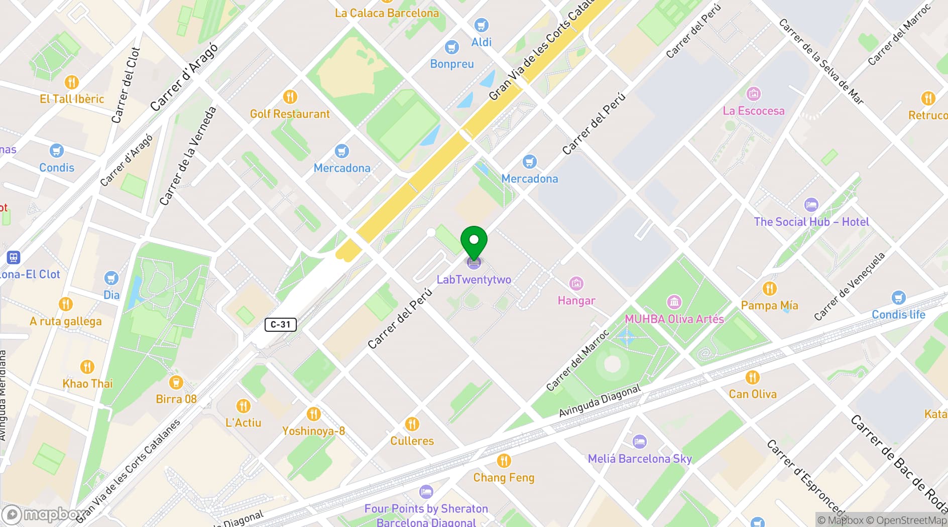 Map showing Labtwentytwo Barcelona, a Tribute Portfolio Hotel
