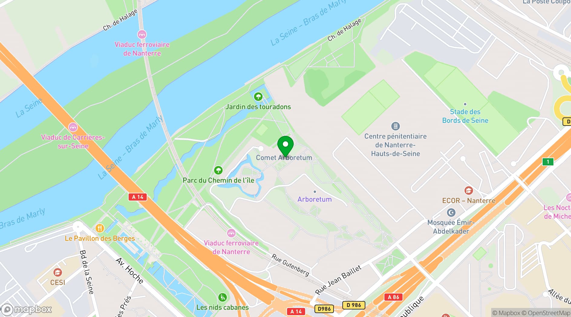 Map showing Comet Arboretum