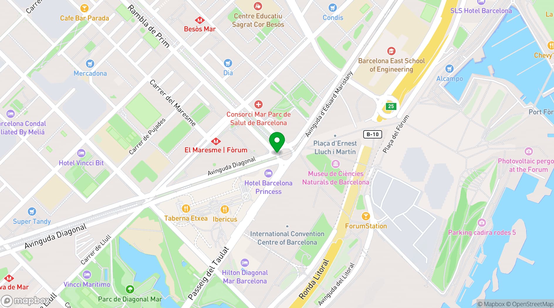 Map showing Hotel SB Diagonal