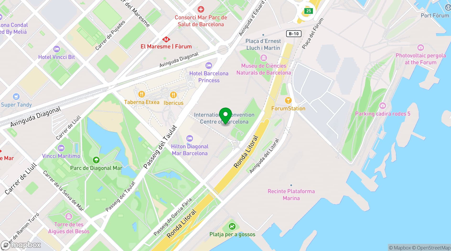 Map showing Centro de Convenciones Internacionales de Barcelona