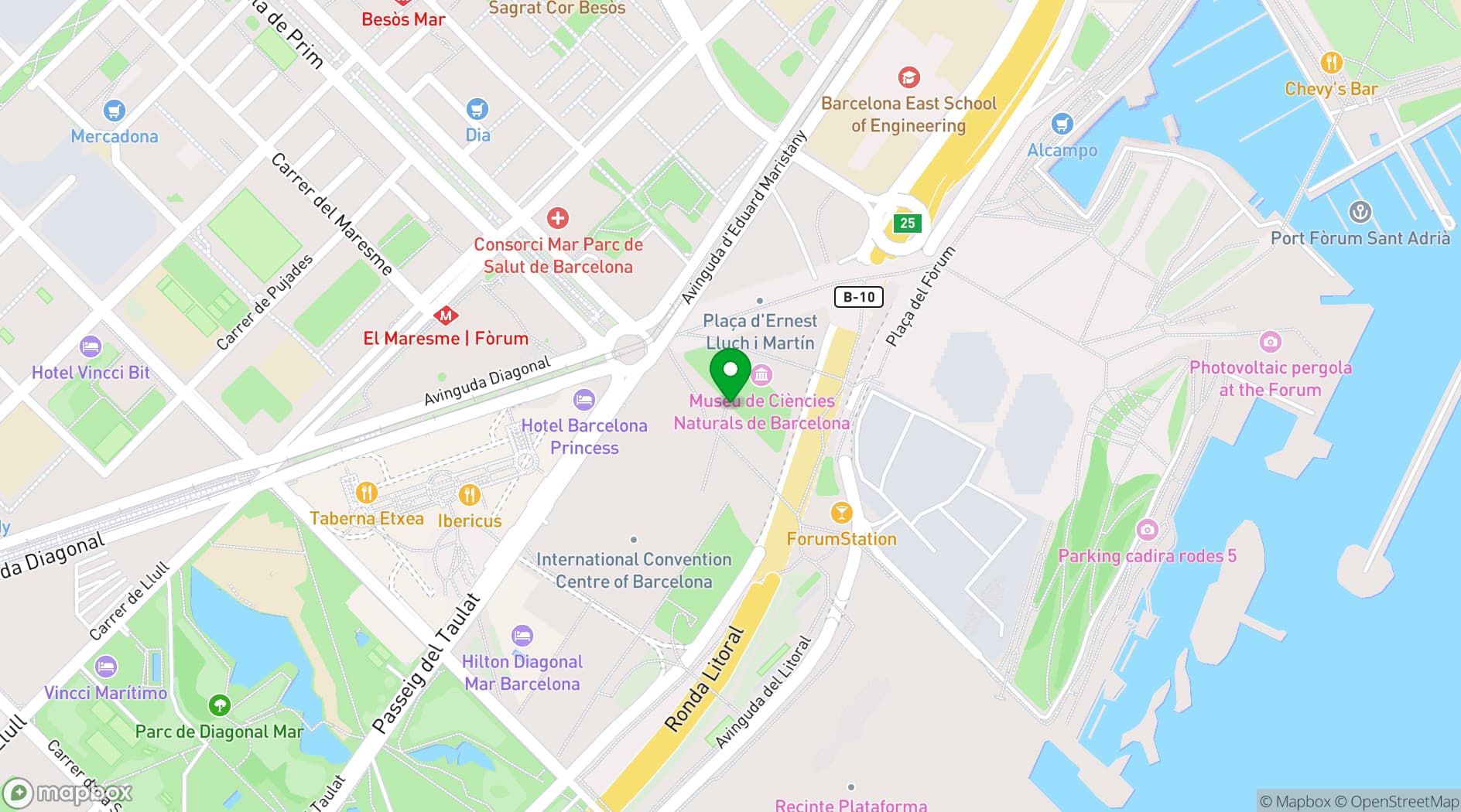 Map showing Auditori Fòrum CCIB