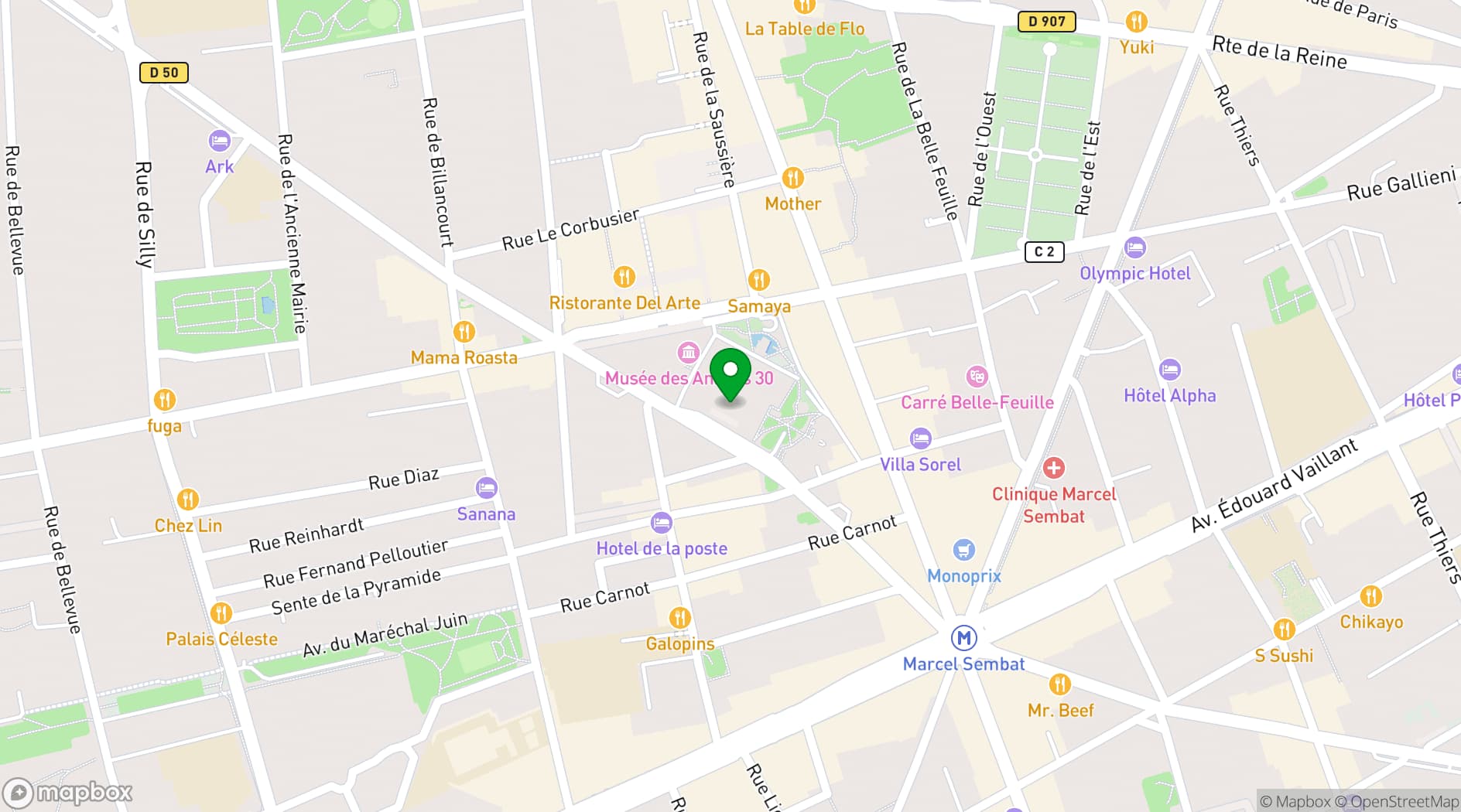 Map showing Mairie de Boulogne-Billancourt