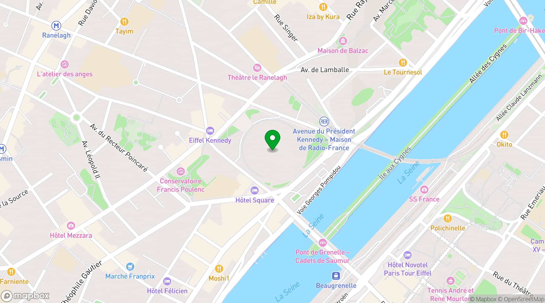 Map showing Maison de la Radio et de la Musique
