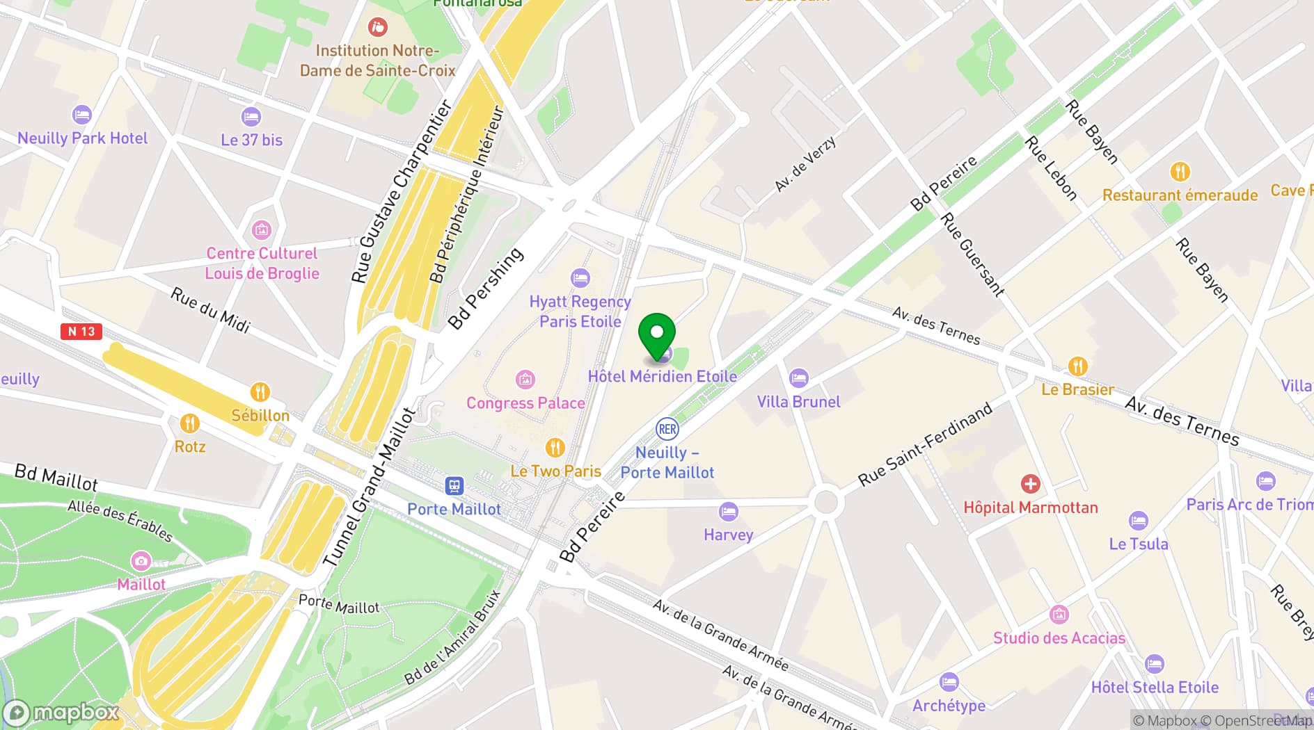 Map showing Le Méridien Paris Arc De Triomphe
