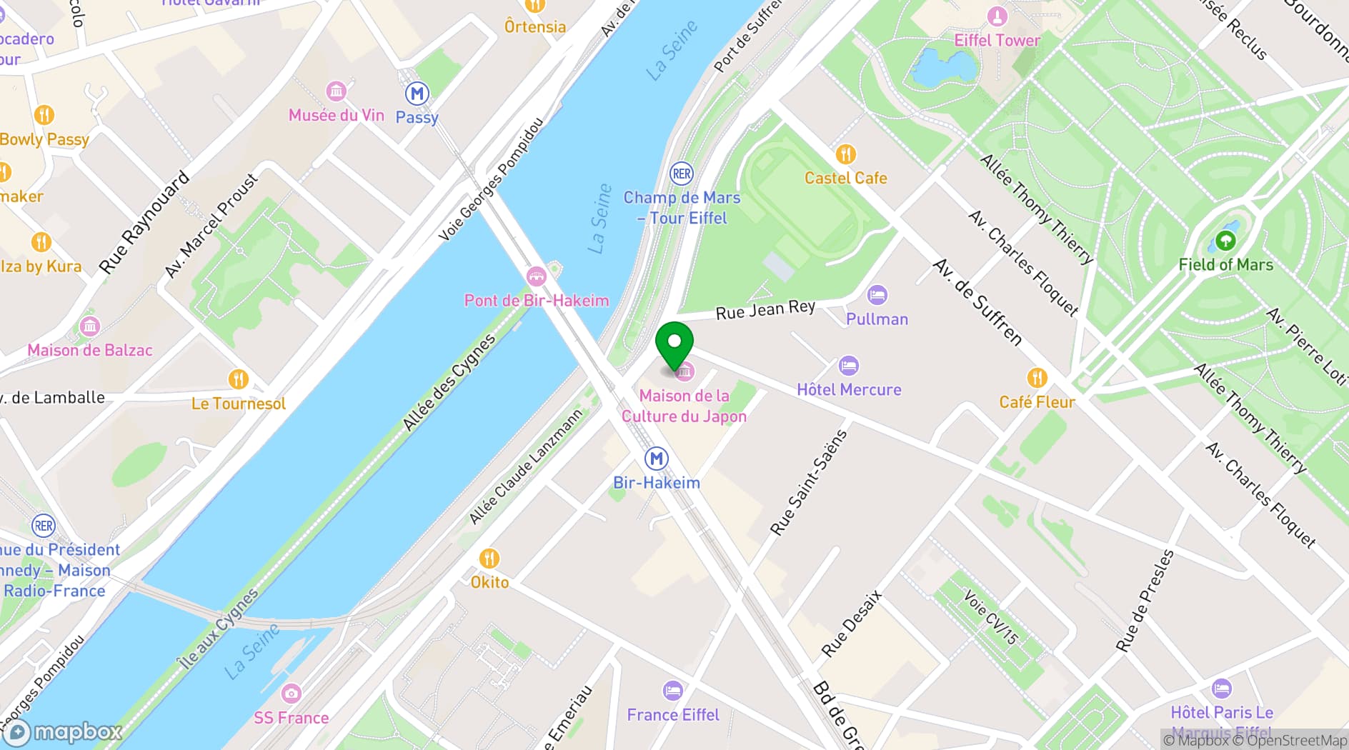 Map showing Maison de la culture du Japon à Paris
