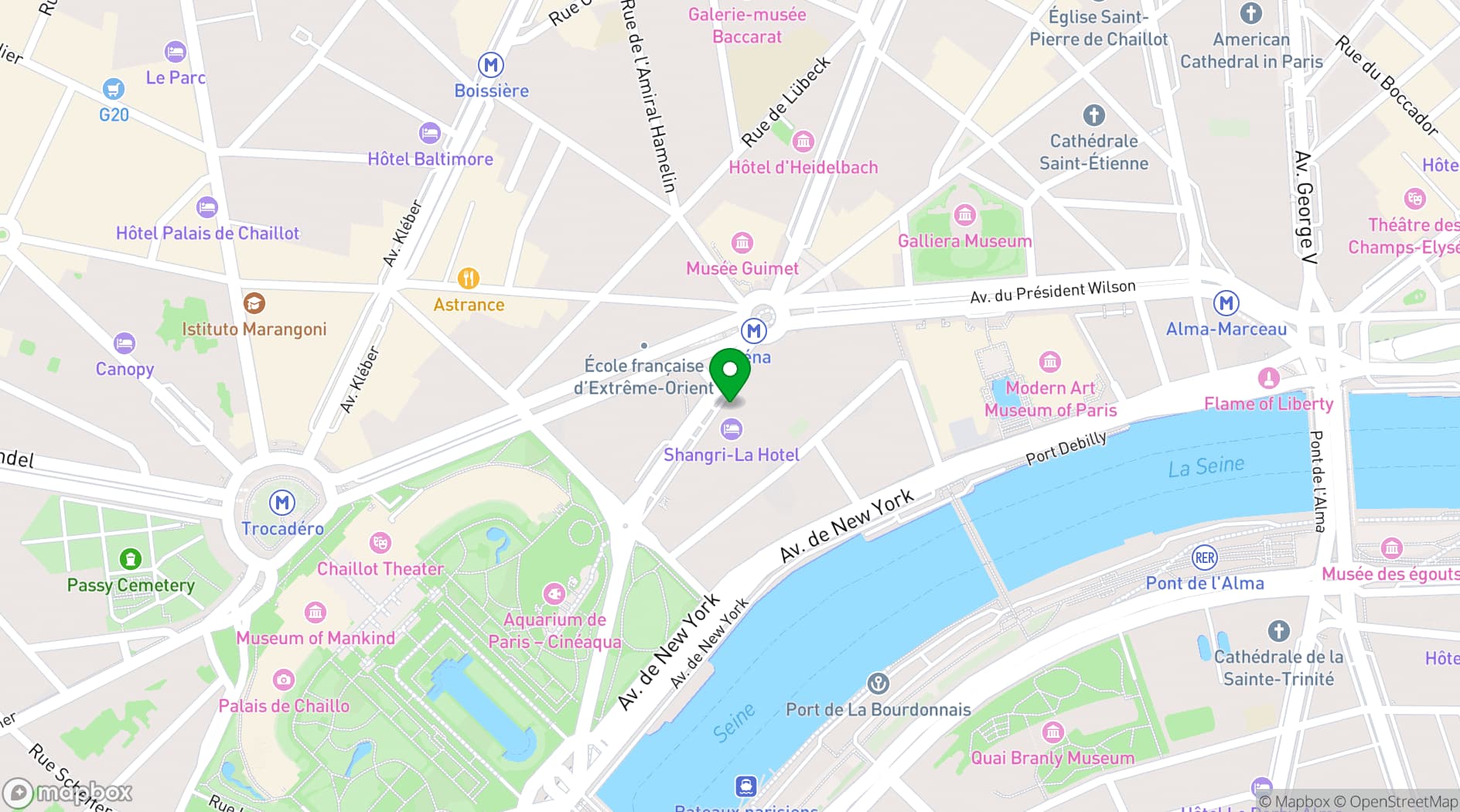 Map showing Shangri-La Paris