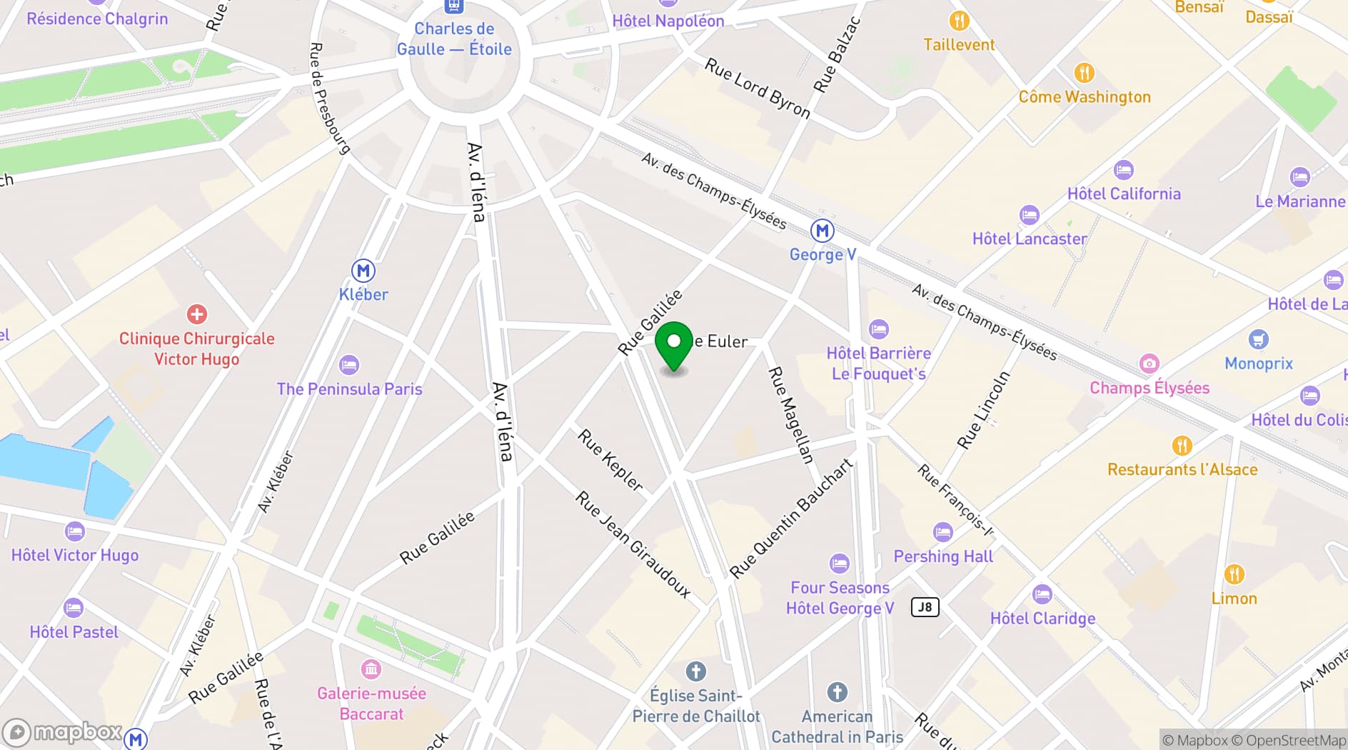 Map showing InterContinental Paris Champs-Elysées Etoile (Paris)