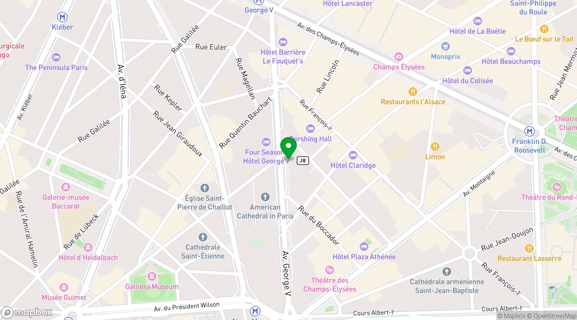 Map showing Bvlgari Hotel Paris