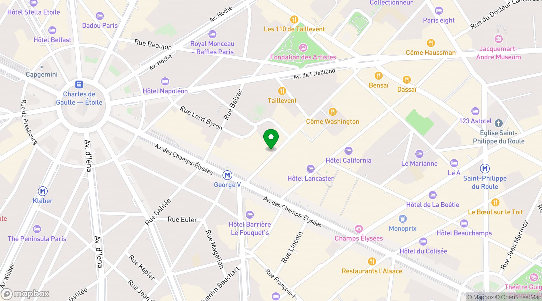 Map showing Hôtel Gabbie