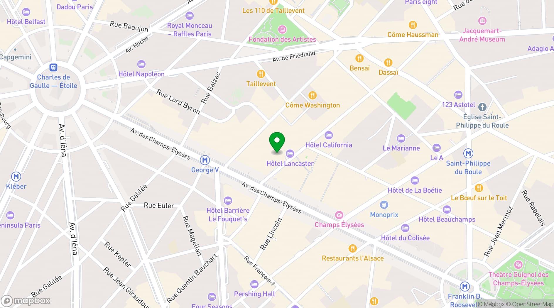 Map showing Warwick Paris