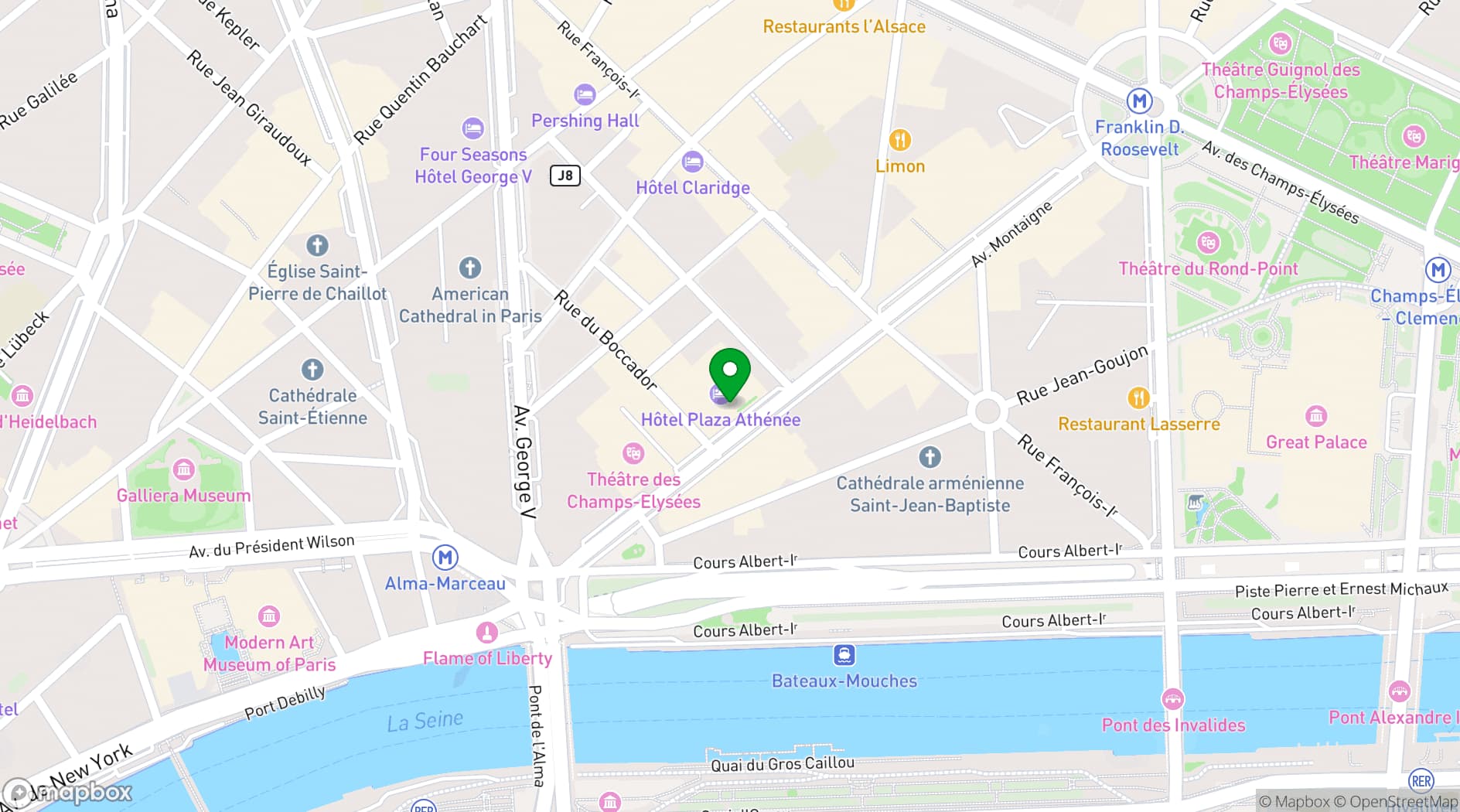 Map showing Hôtel Plaza Athénée