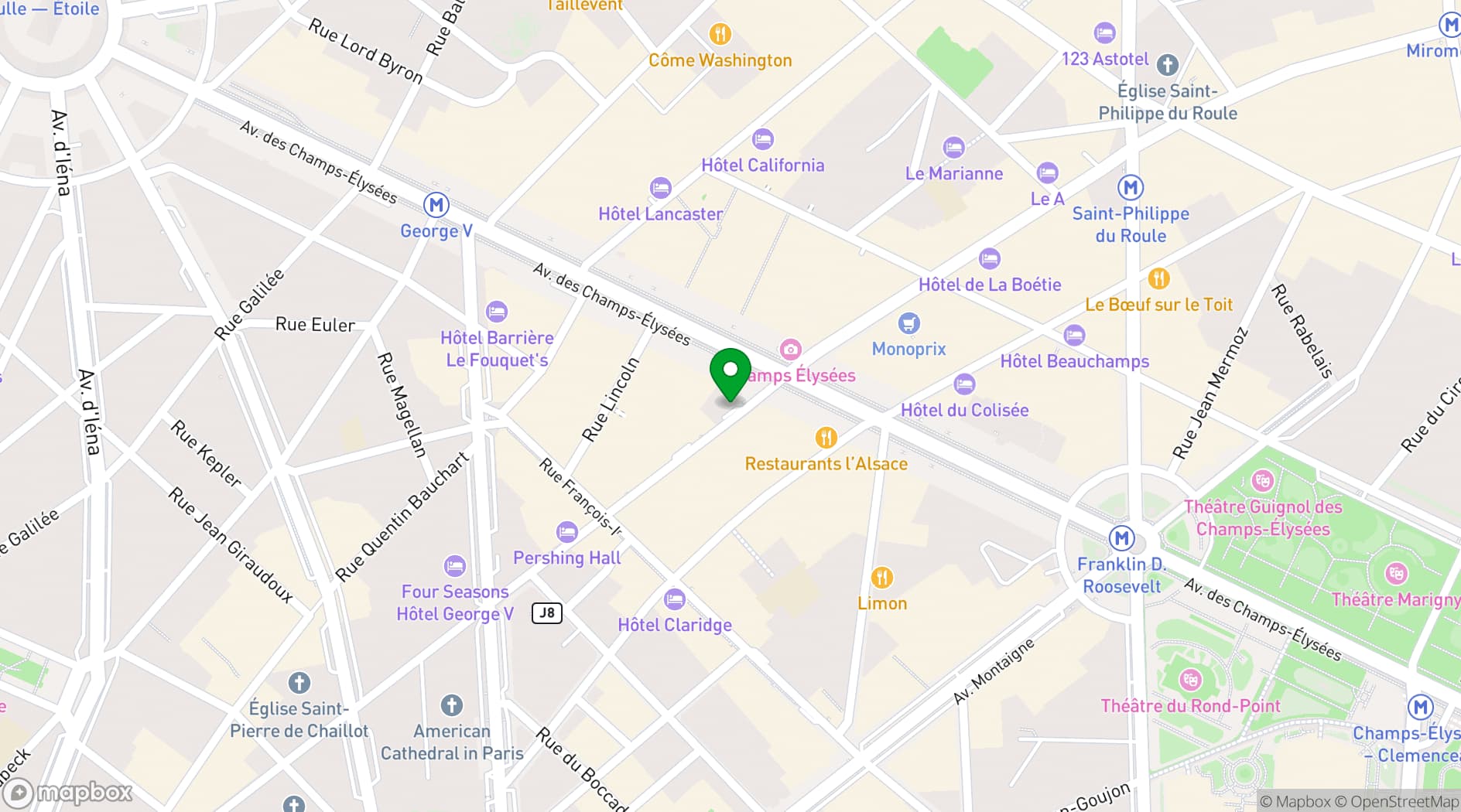 Map showing Cova Club Paris
