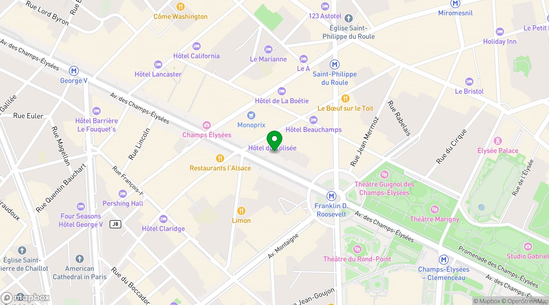 Map showing Paris Society Events