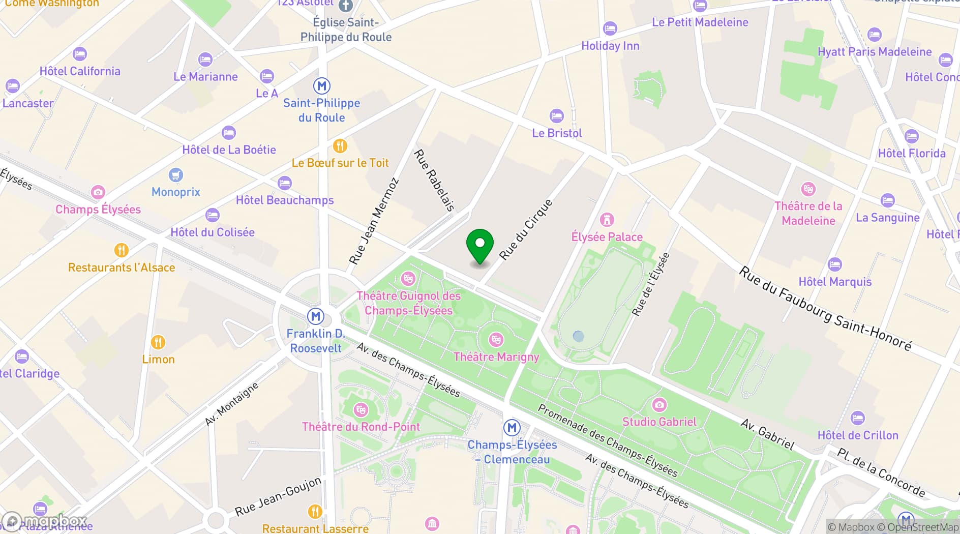 Map showing La Reserve Paris