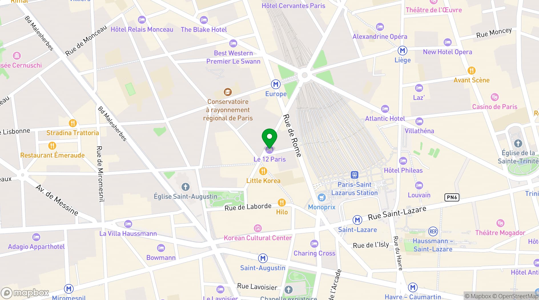 Map showing Hôtel Le 12