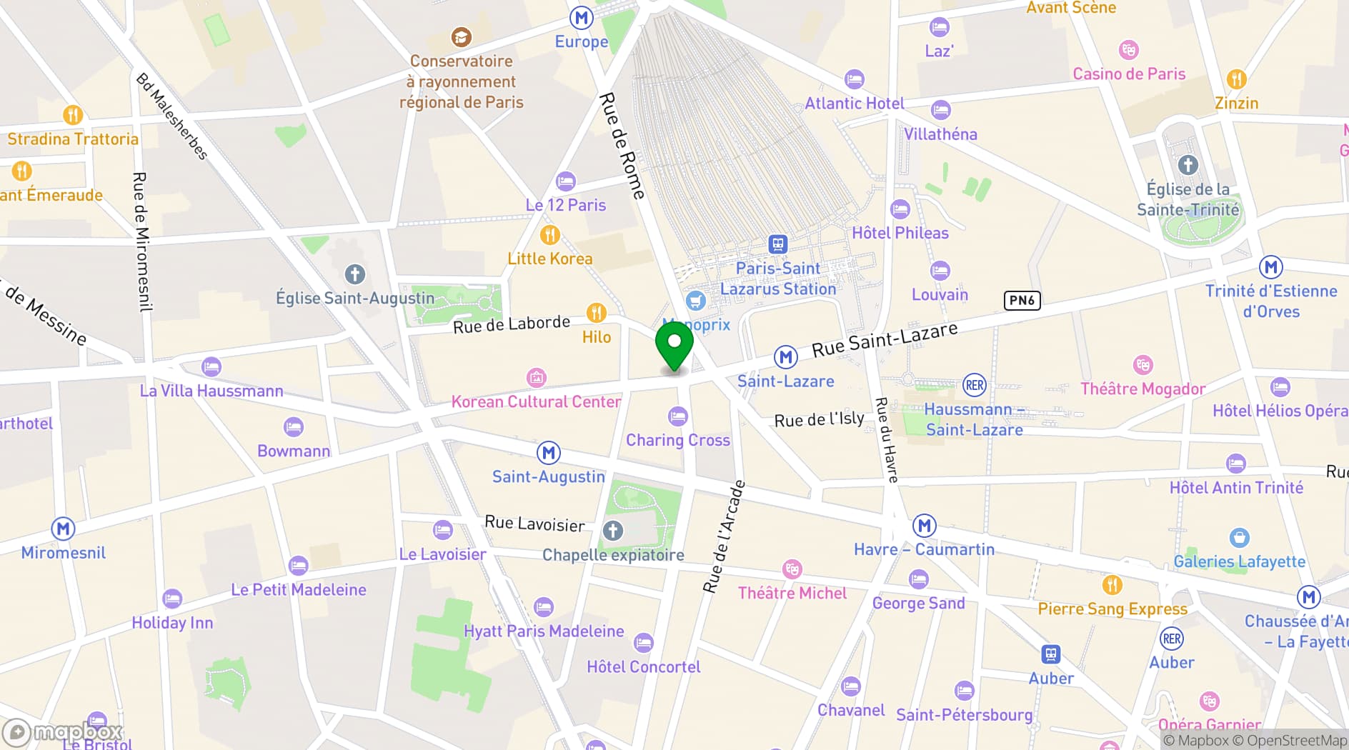 Map showing Théâtre de la Madeleine