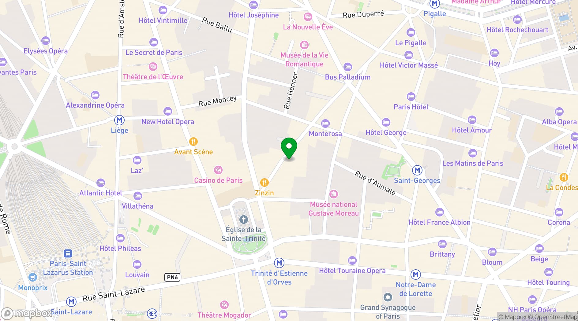 Map showing Le Cabanon Pigalle