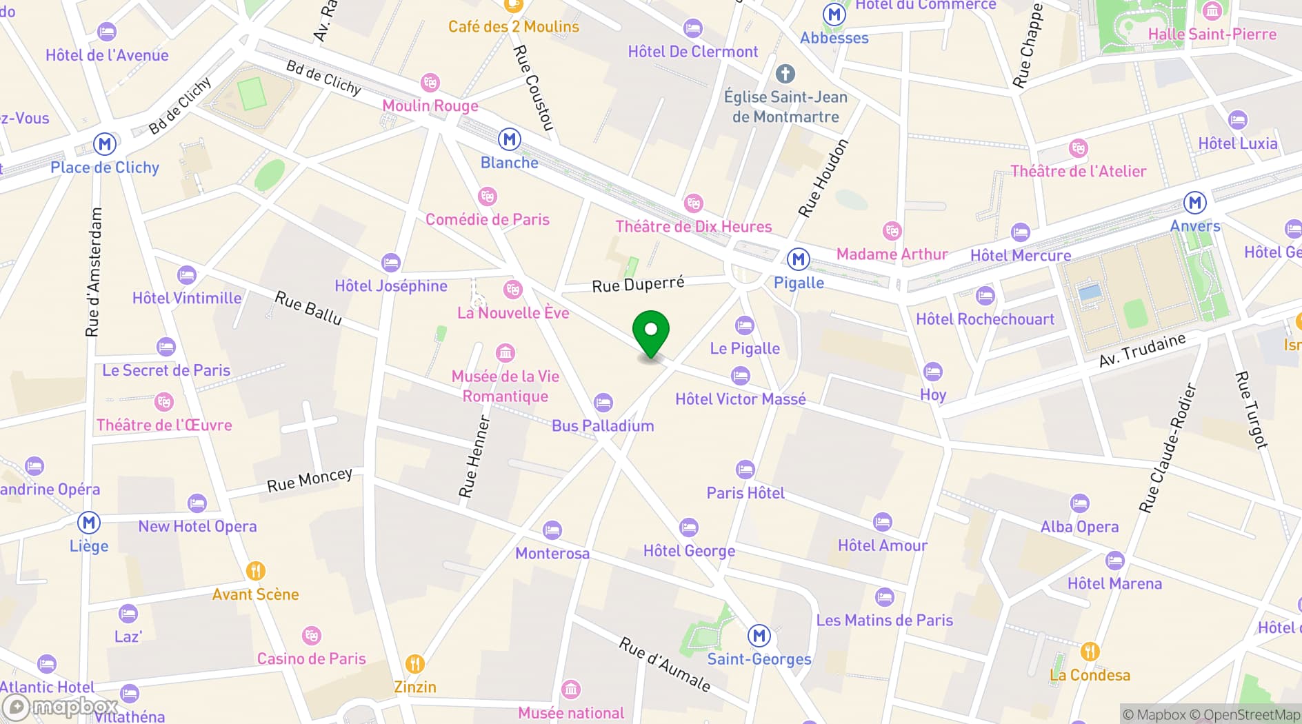 Map showing Le Cancan Pigalle