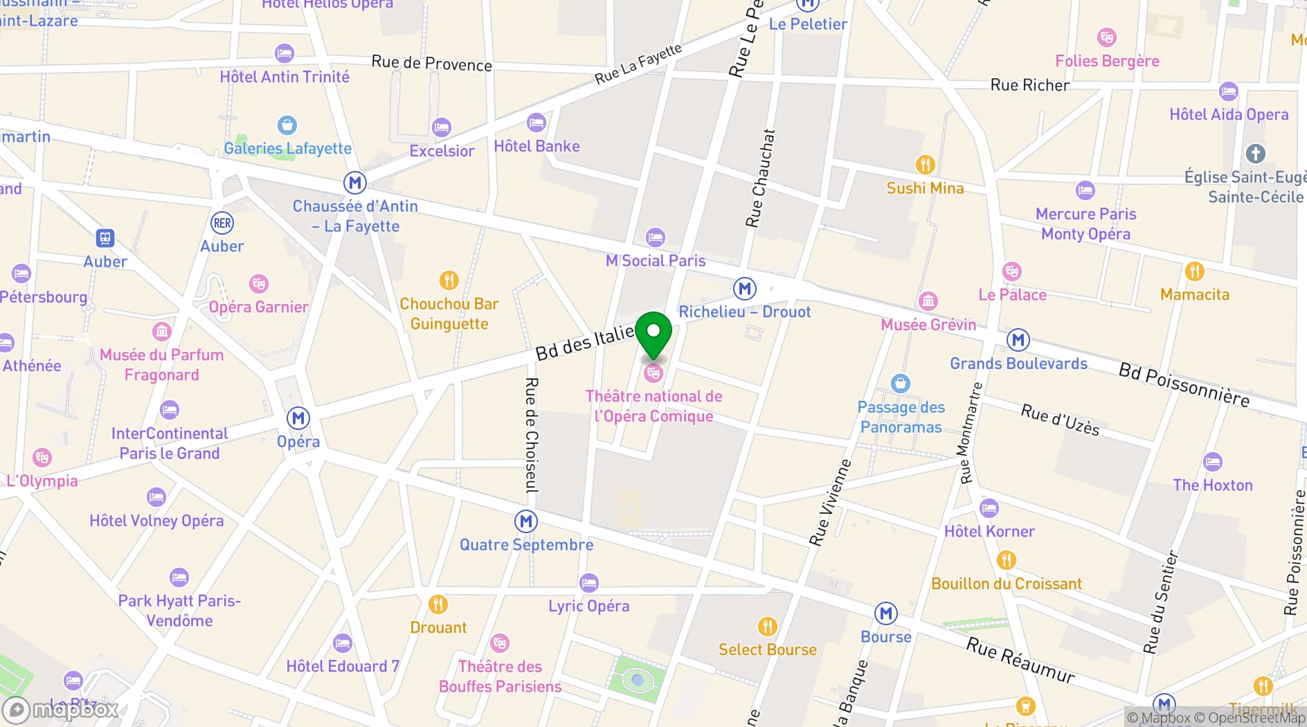 Map showing Opéra Comique